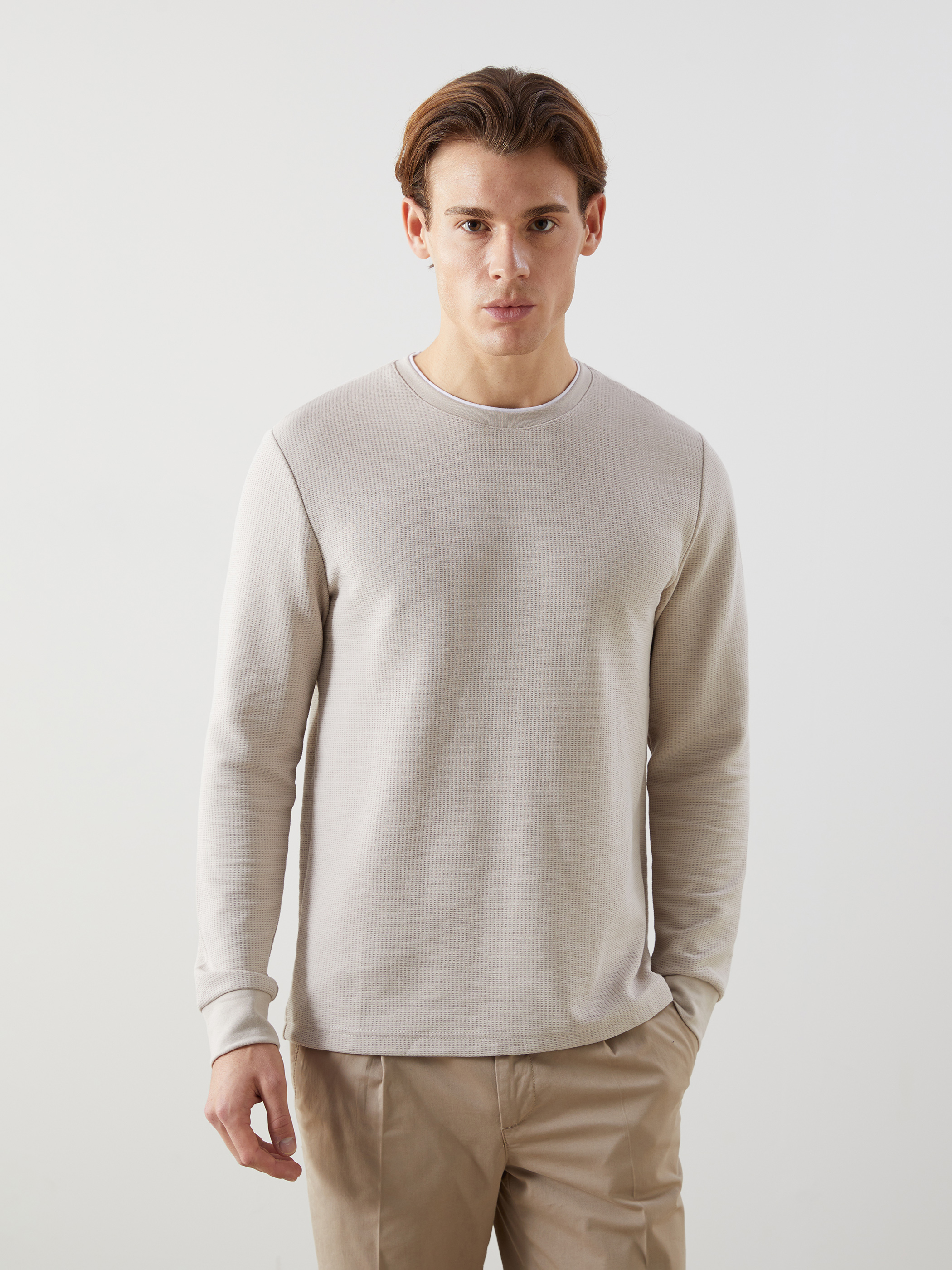 LCWAIKIKI Classic Bisiklet Yaka Uzun Kollu Erkek Sweatshirt