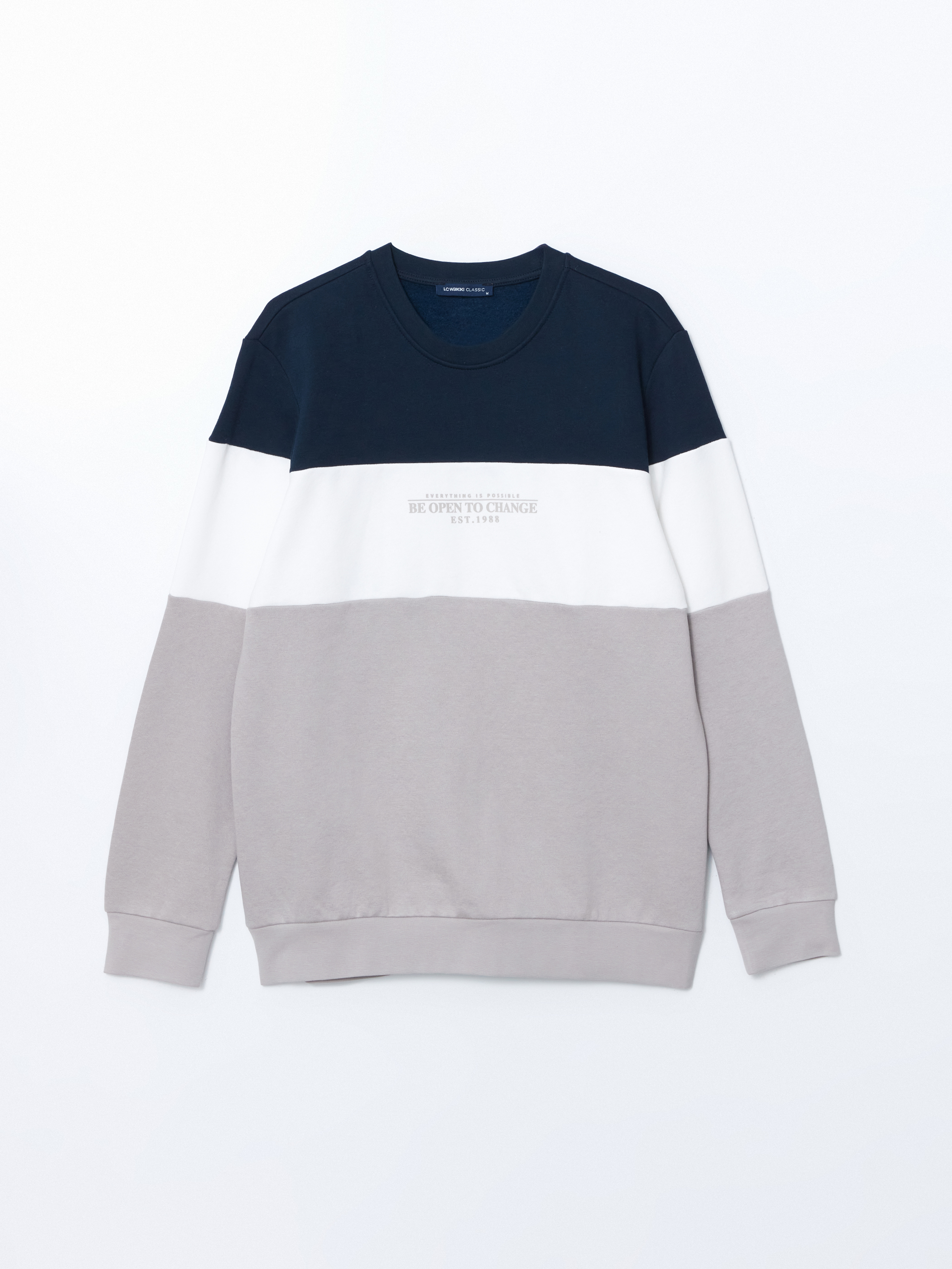 LCWAIKIKI Classic Bisiklet Yaka Uzun Kollu Renk Bloklu Erkek Sweatshirt görsel 5