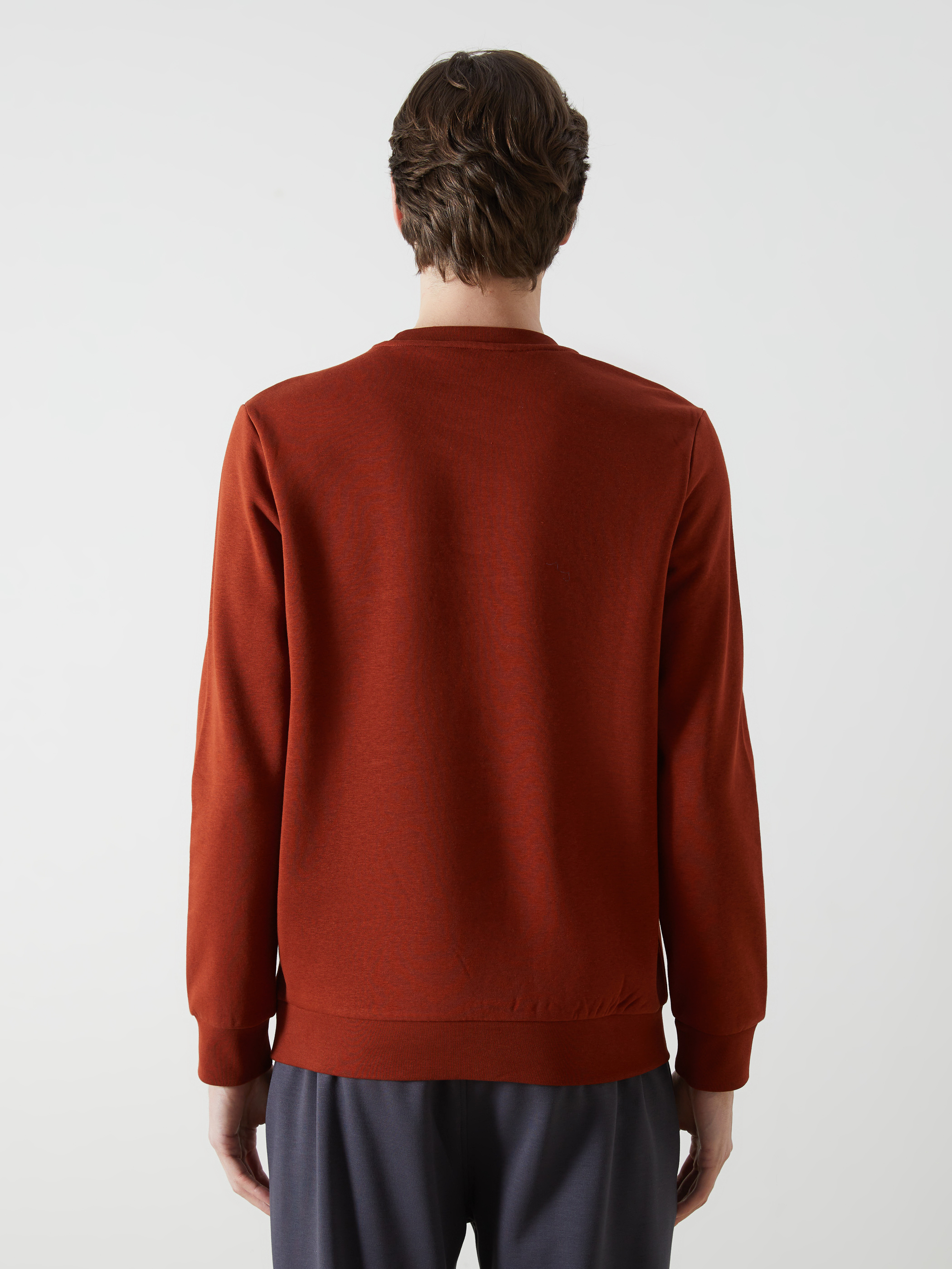 LCWAIKIKI Basic Bisiklet Yaka Uzun Kollu Erkek Sweatshirt görsel 4