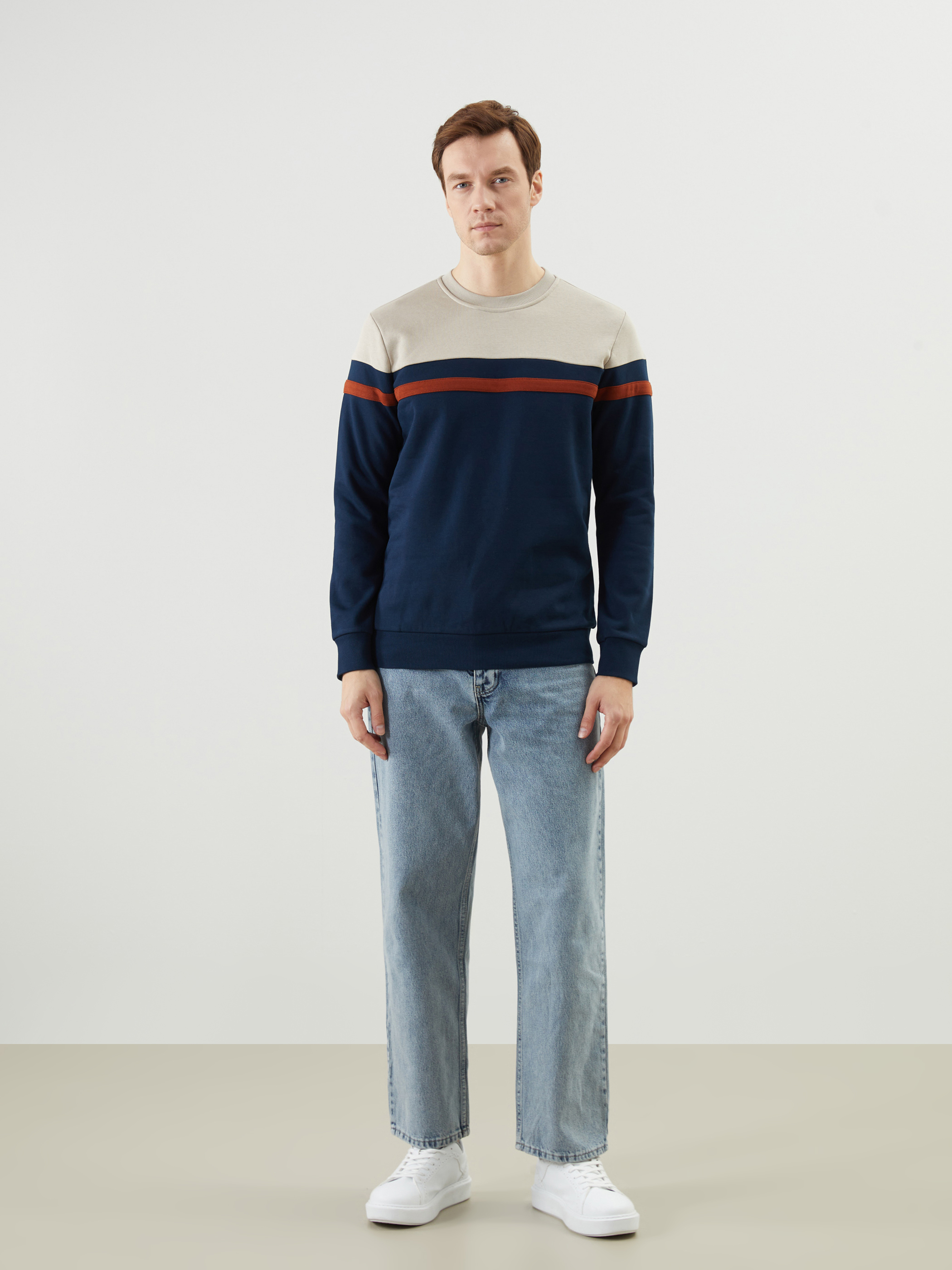 LCWAIKIKI Classic Bisiklet Yaka Uzun Kollu Renk Bloklu Erkek Sweatshirt görsel 2