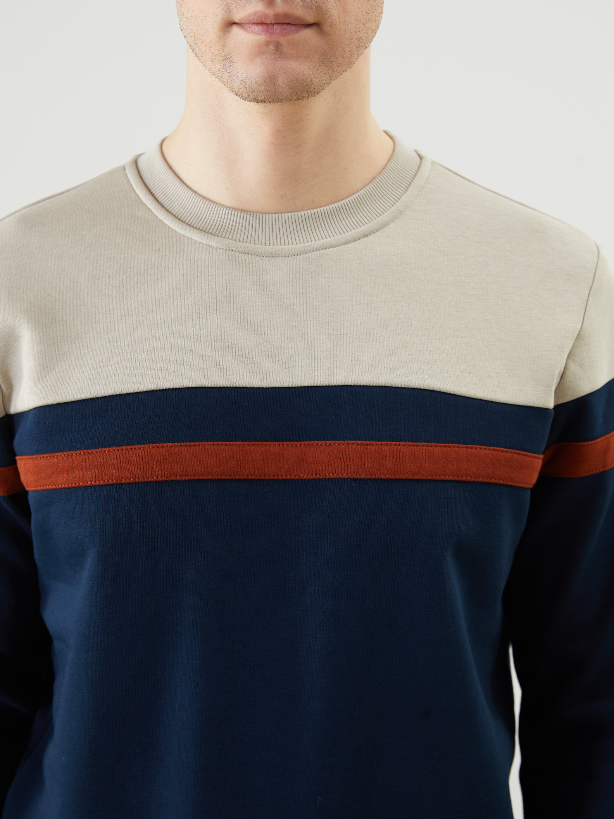 LCWAIKIKI Classic Bisiklet Yaka Uzun Kollu Renk Bloklu Erkek Sweatshirt görsel 3