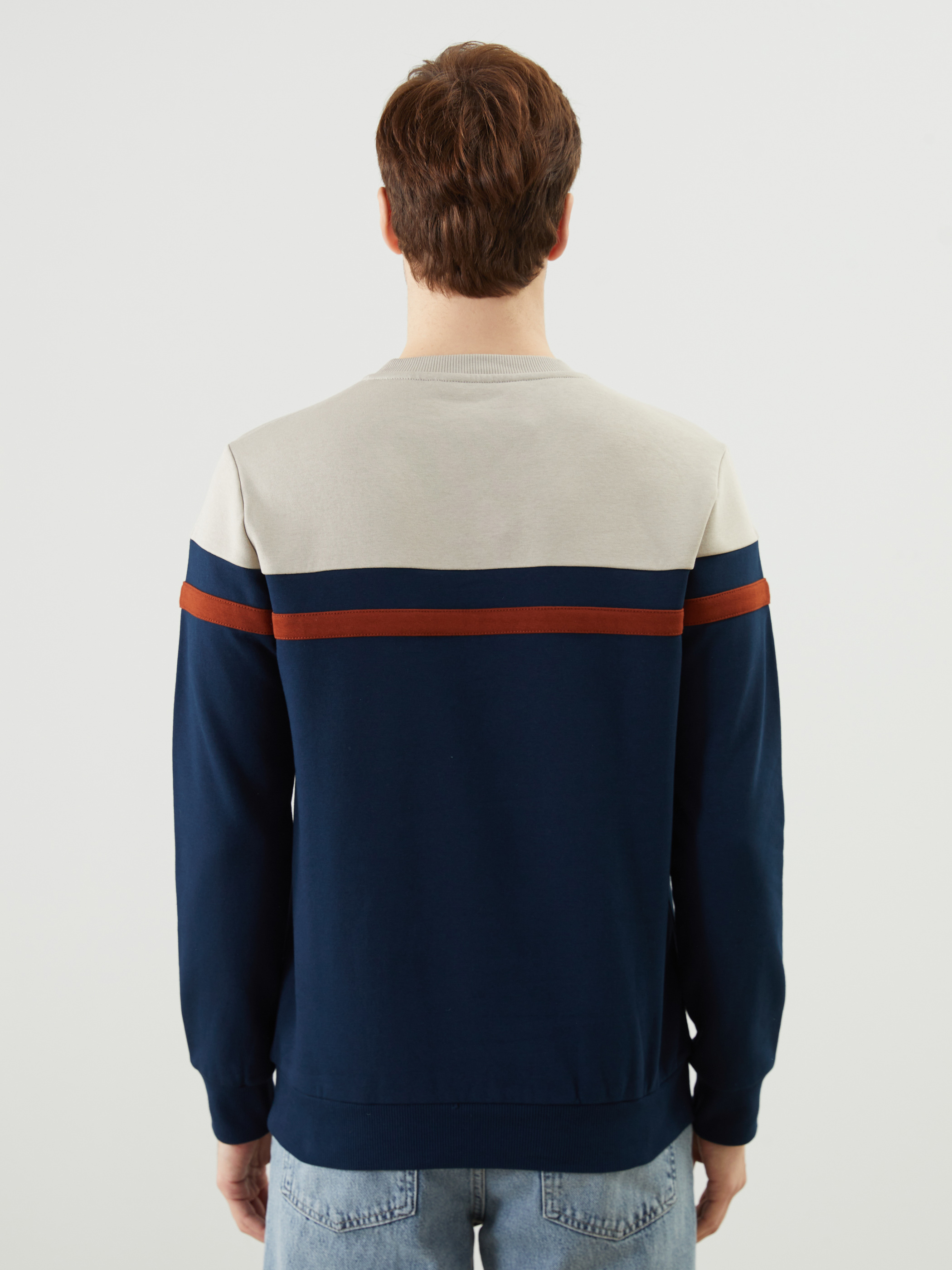 LCWAIKIKI Classic Bisiklet Yaka Uzun Kollu Renk Bloklu Erkek Sweatshirt görsel 4