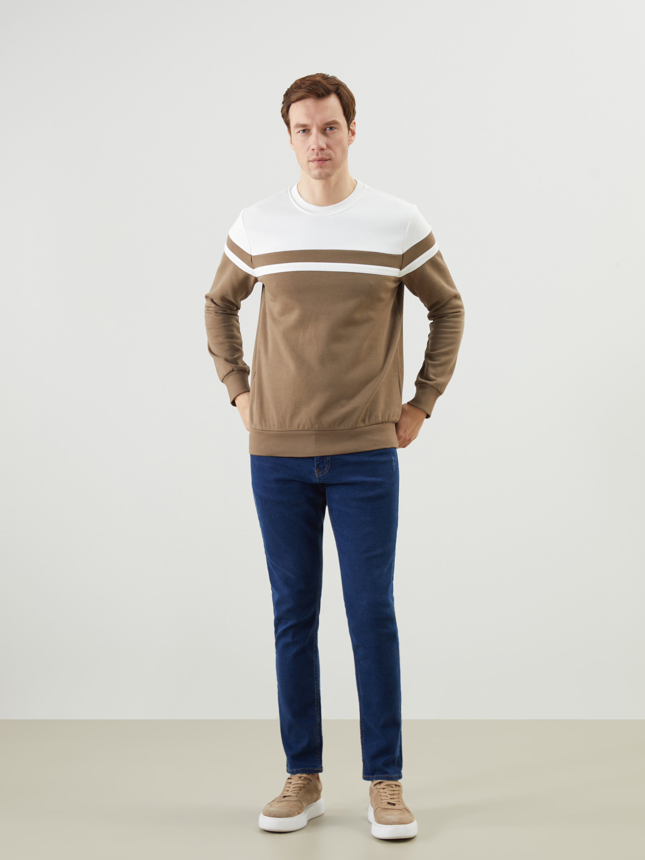 LCWAIKIKI Classic Bisiklet Yaka Uzun Kollu Renk Bloklu Erkek Sweatshirt görsel 2