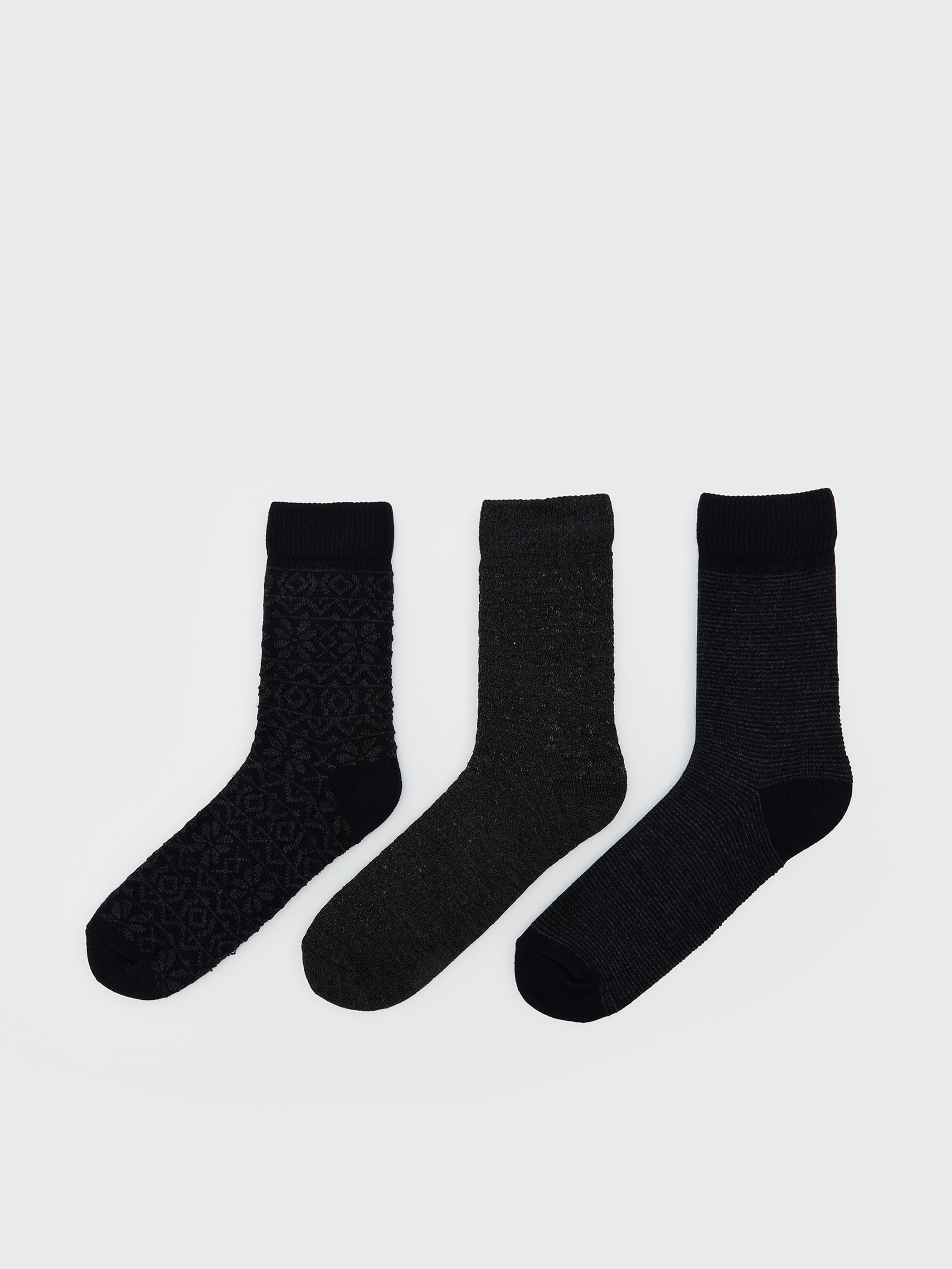 LCW ACCESSORIES Desenli Yün Karışımlı Erkek Soket Çorap 3'lü