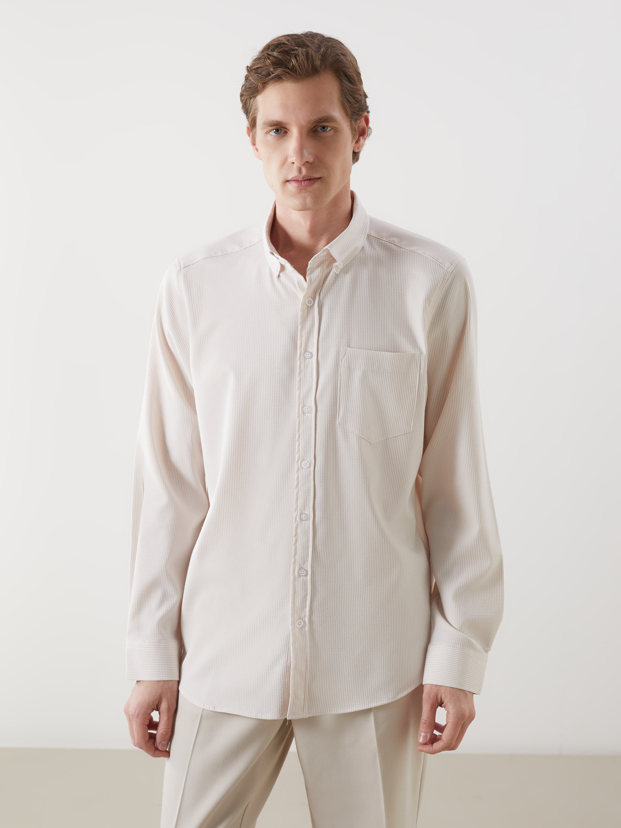 LCWAIKIKI Classic Regular Fit Uzun Kollu Çizgili Erkek Gömlek