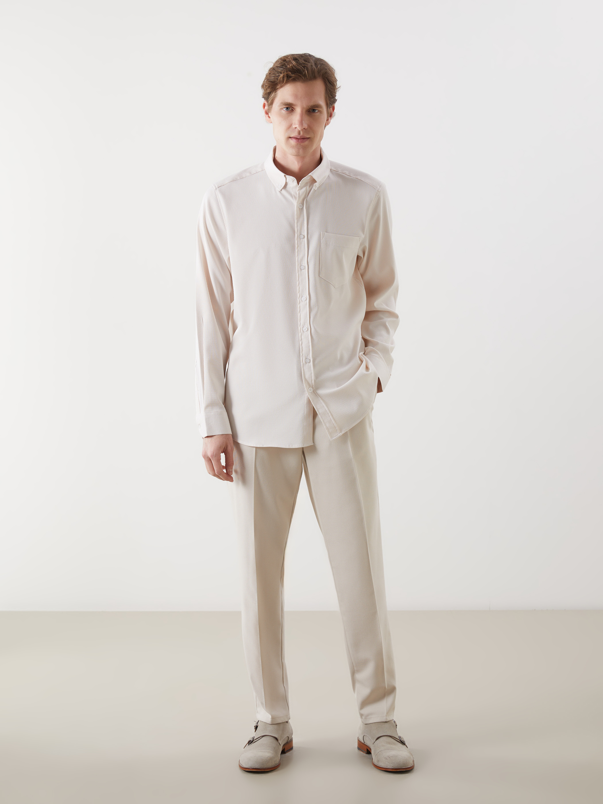 LCWAIKIKI Classic Regular Fit Uzun Kollu Çizgili Erkek Gömlek görsel 2