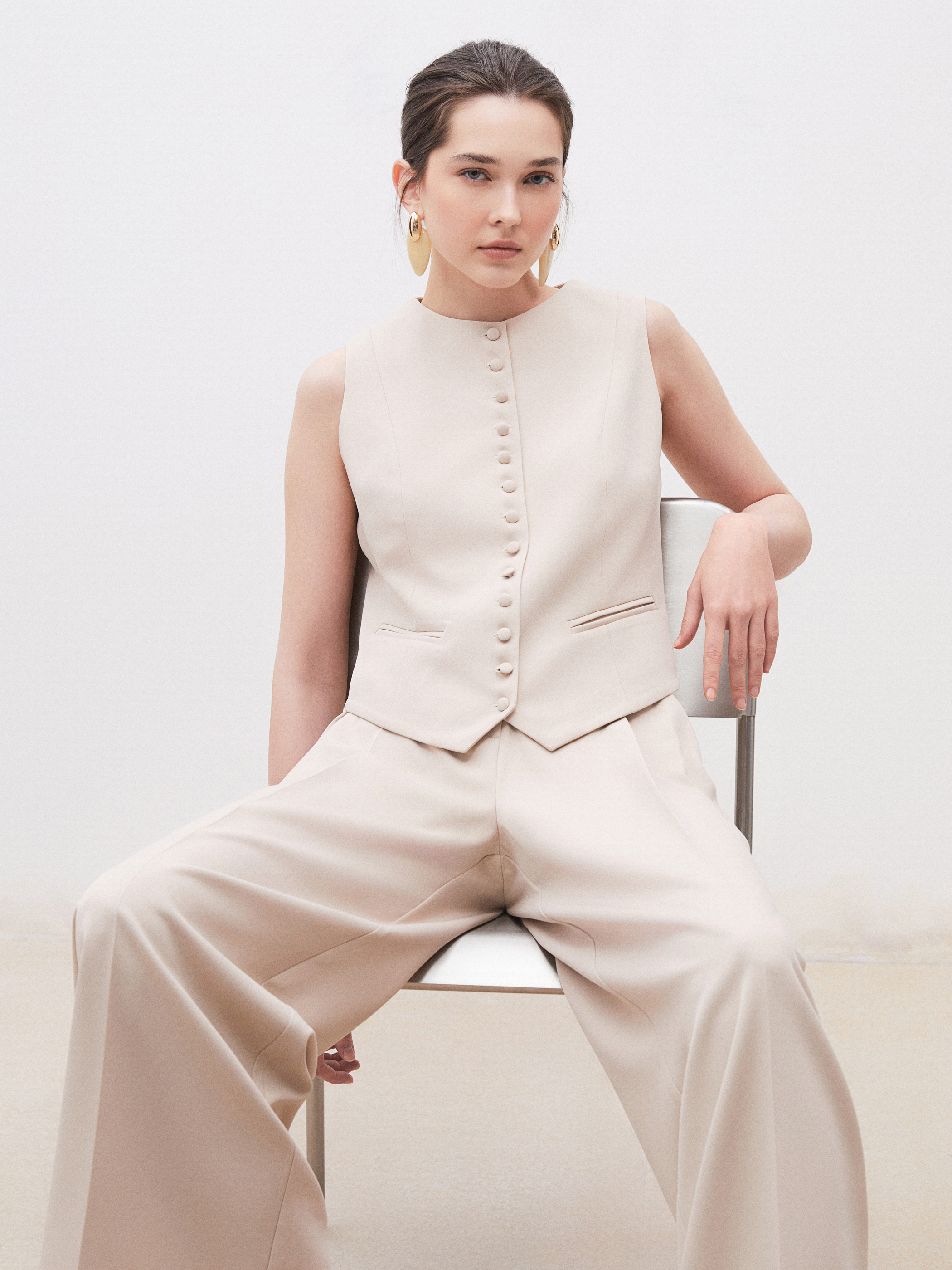 Soulife Bisiklet Yaka Kadın Klasik Yelek