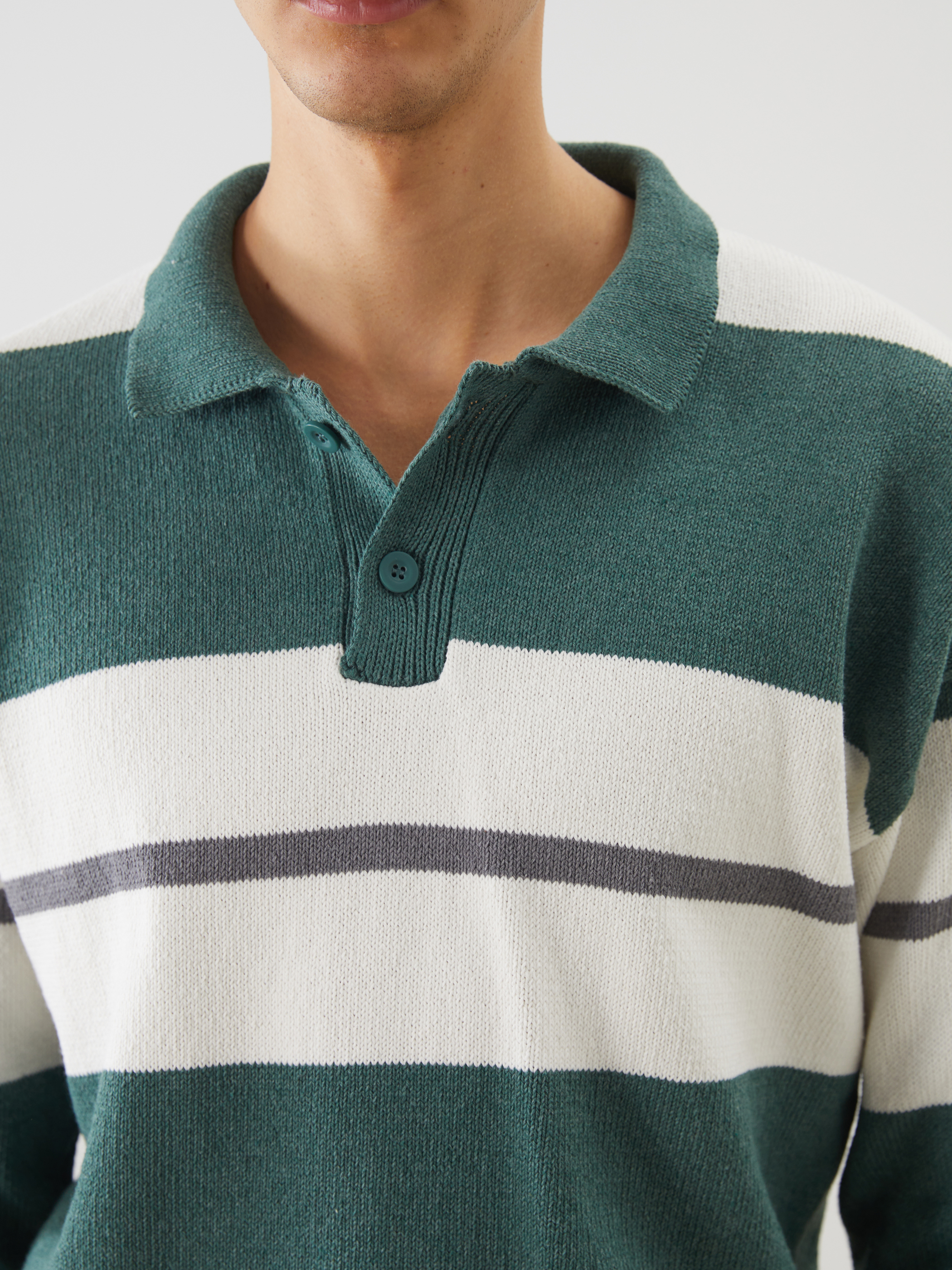 XSIDE Polo Yaka Çizgili Erkek Triko Kazak görsel 3