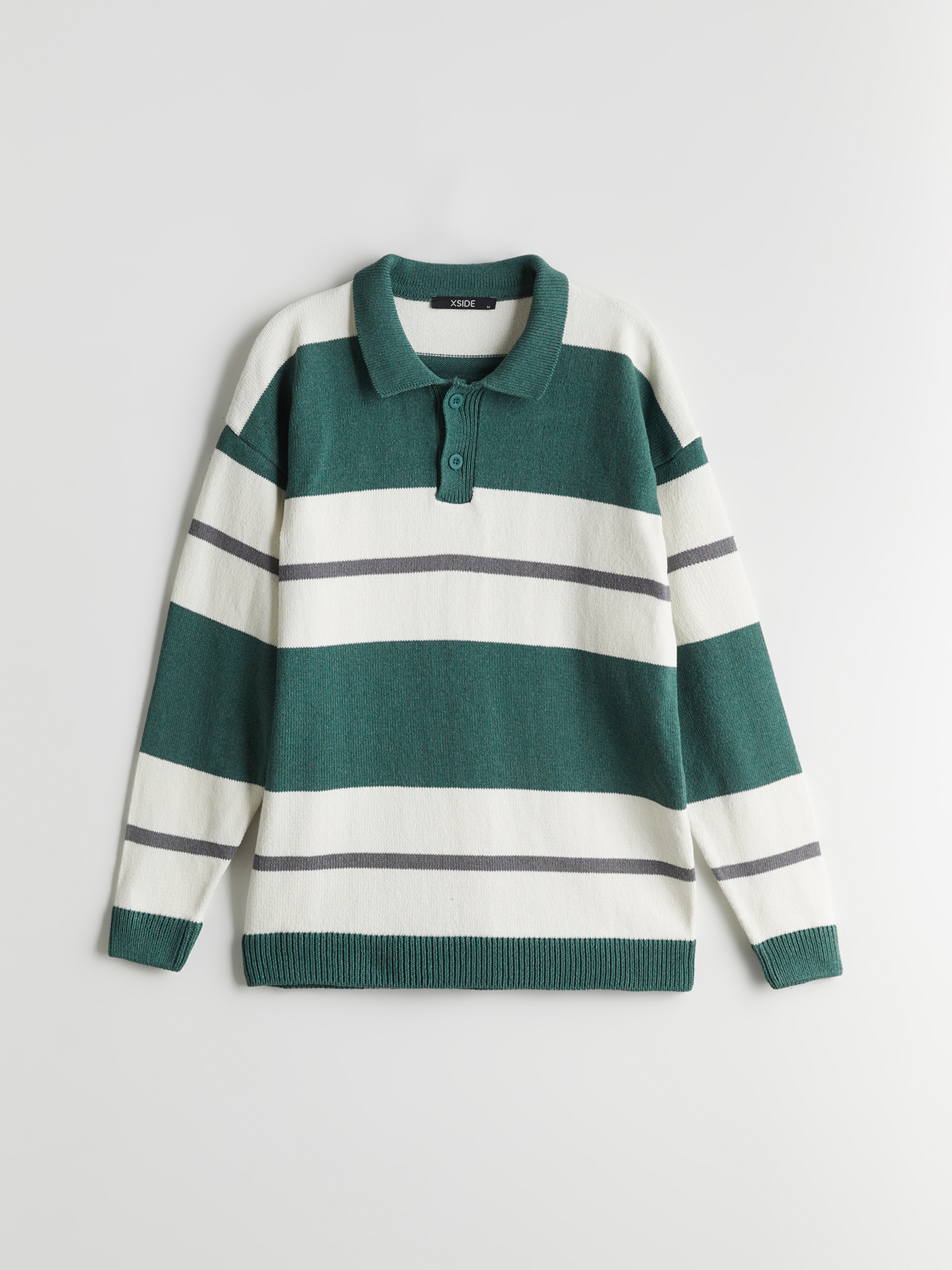XSIDE Polo Yaka Çizgili Erkek Triko Kazak görsel 5
