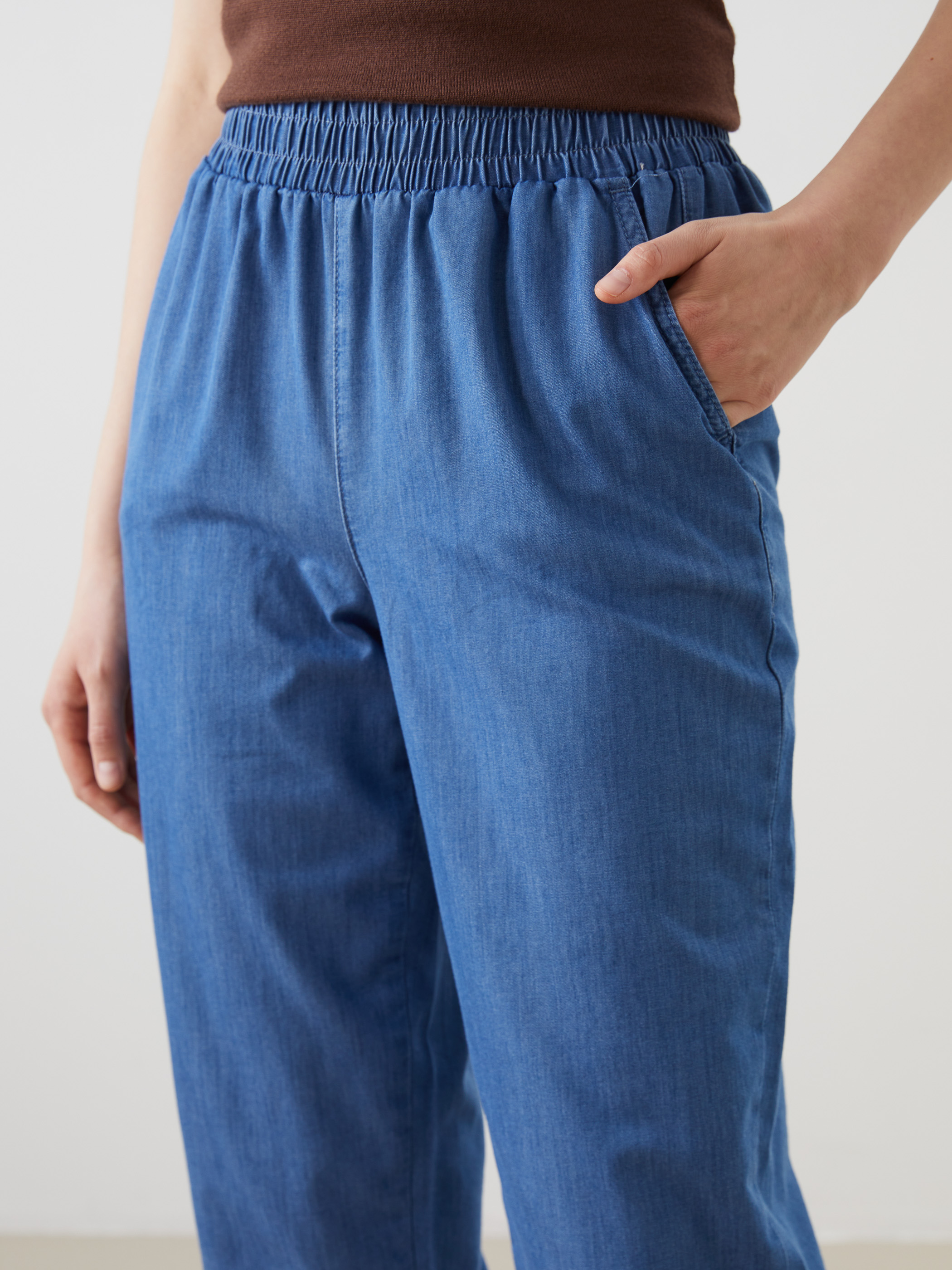 LCW ECO Beli Lastikli Kadın Jean Kapri görsel 3