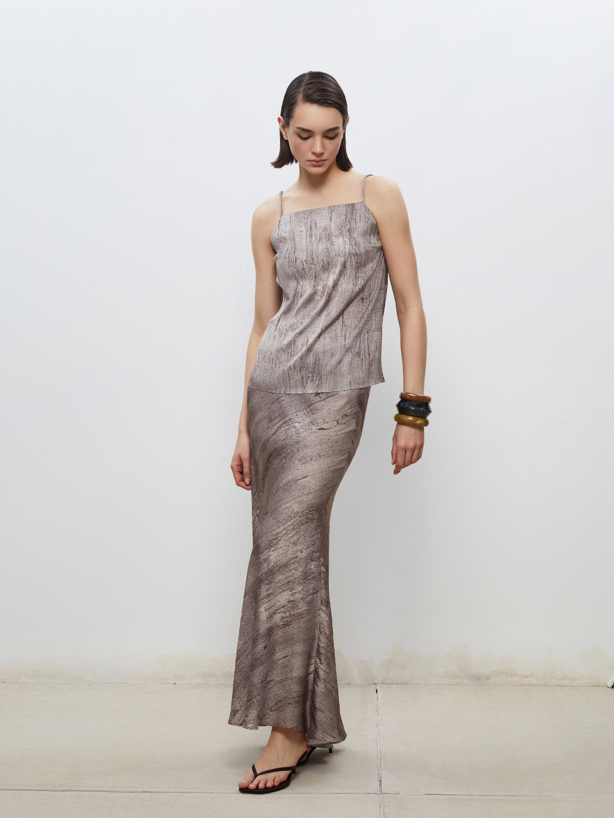 Soulife Loose Fit Dokulu Saten Etek
