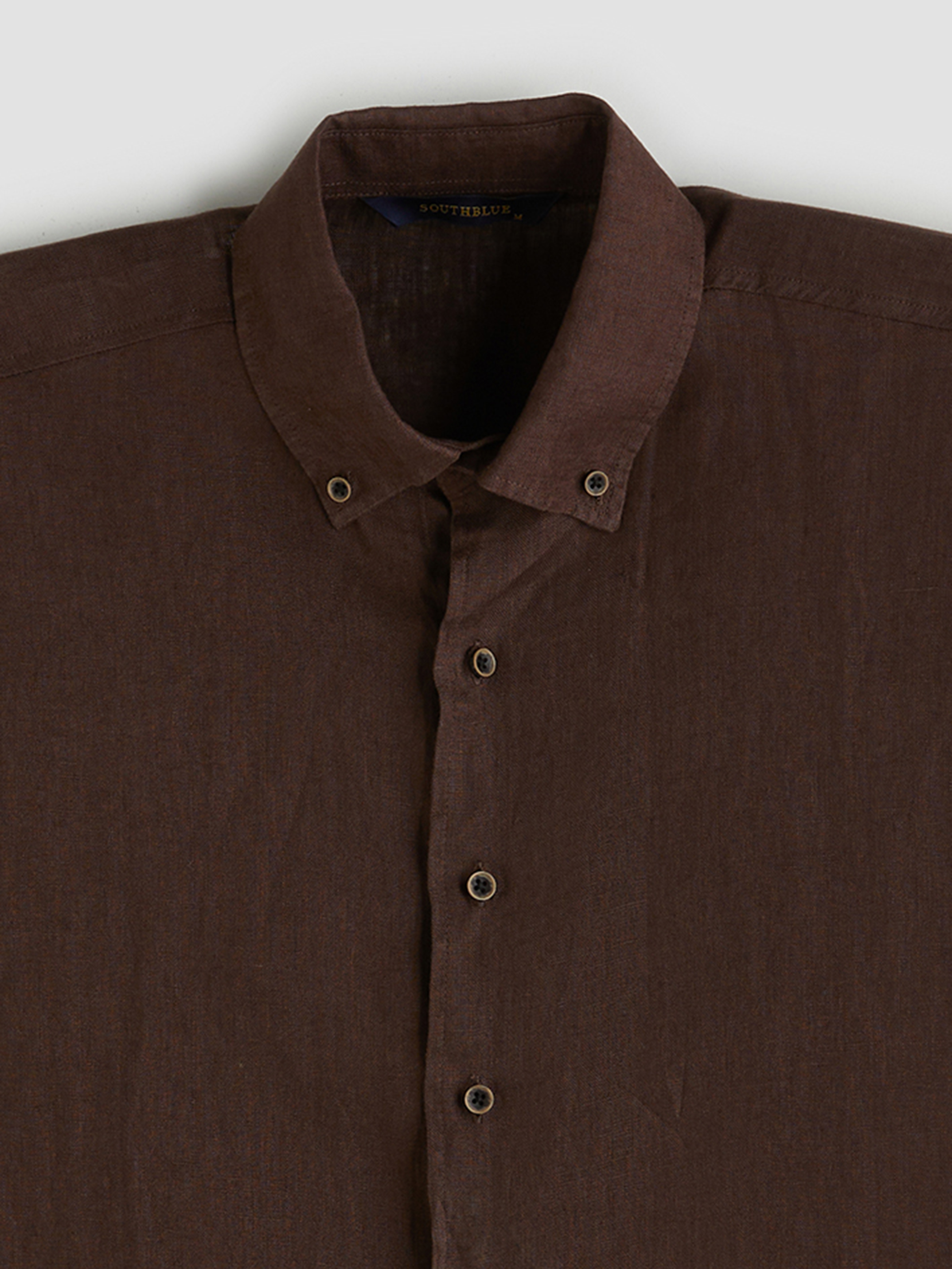 SOUTHBLUE Regular Fit Kısa Kollu %100 Keten Erkek Gömlek görsel 7