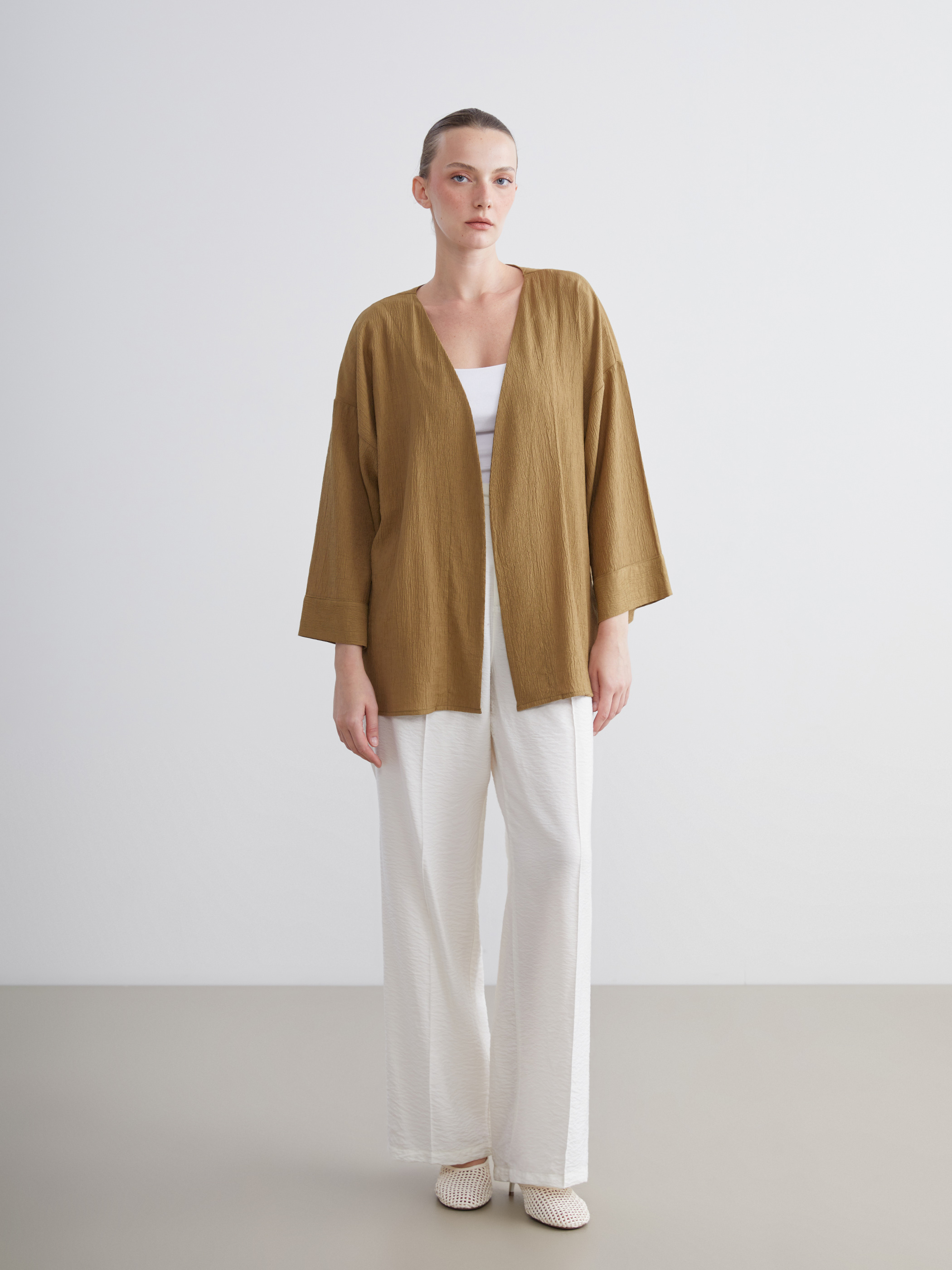 LCWAIKIKI Classic Kruvaze Yaka Dokulu Kadın Kimono görsel 2