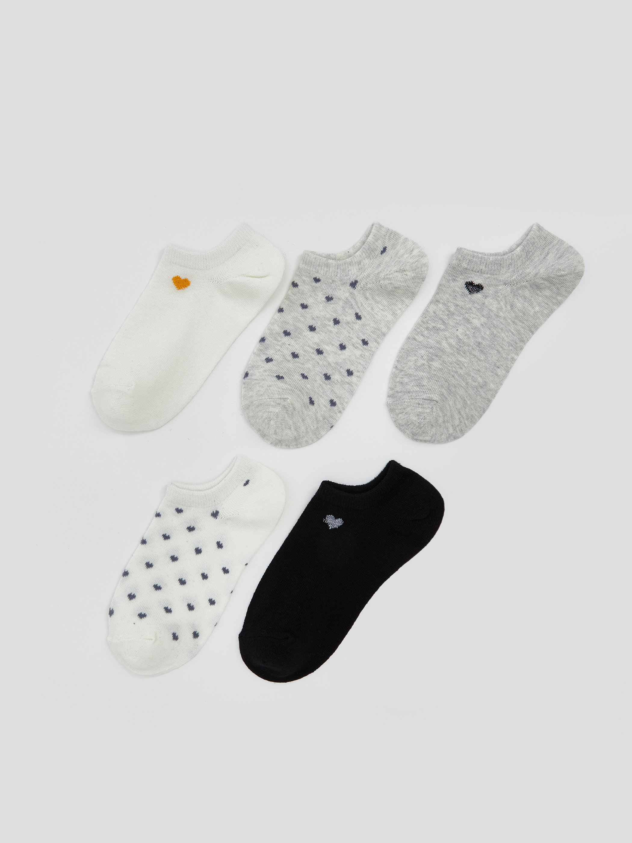 LCW DREAM Kalp Baskılı Kadın Sneaker Çorap 5'li