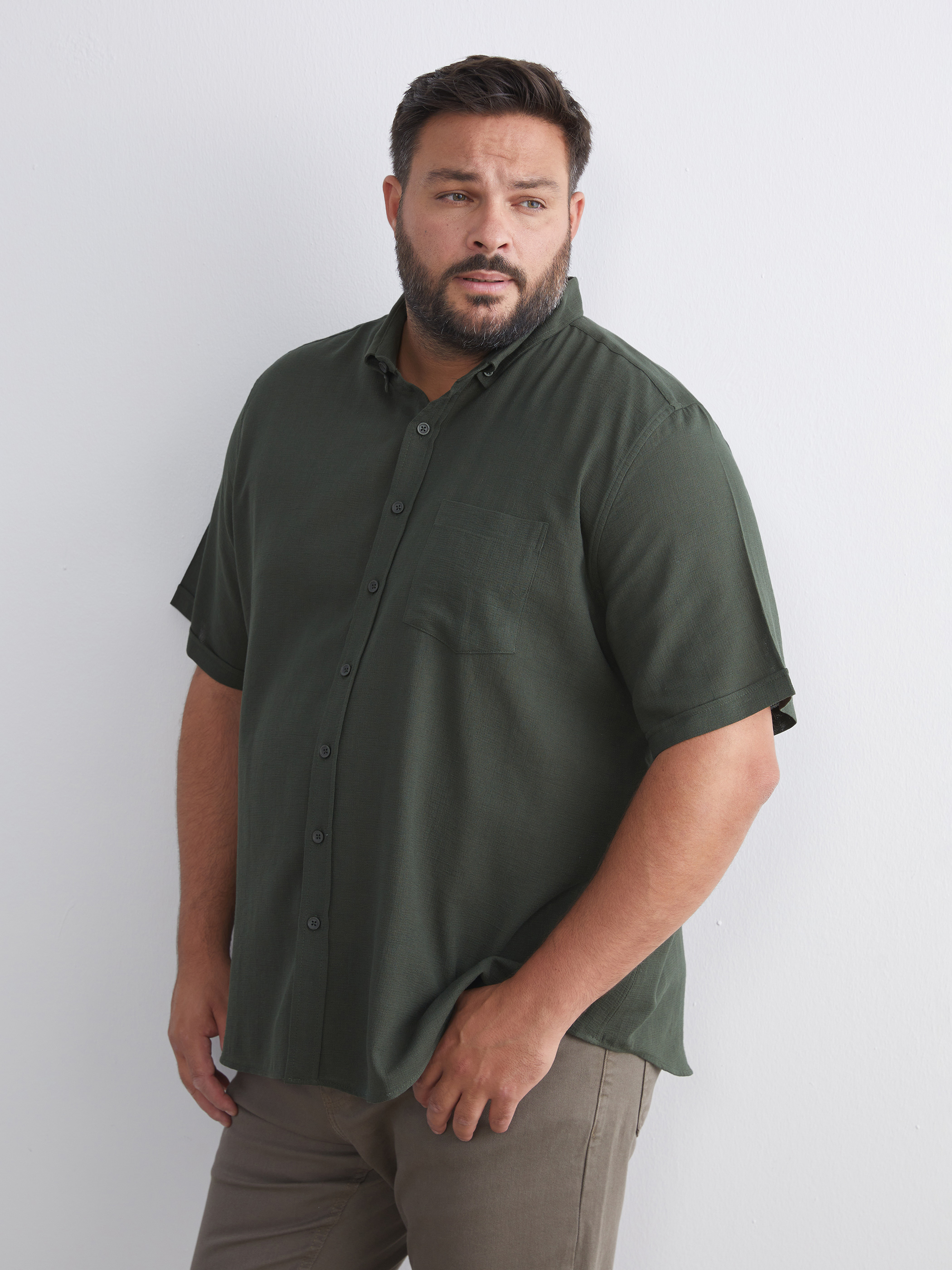 LCWAIKIKI Classic Regular Fit Kısa Kollu Armürlü Erkek Gömlek görsel 2