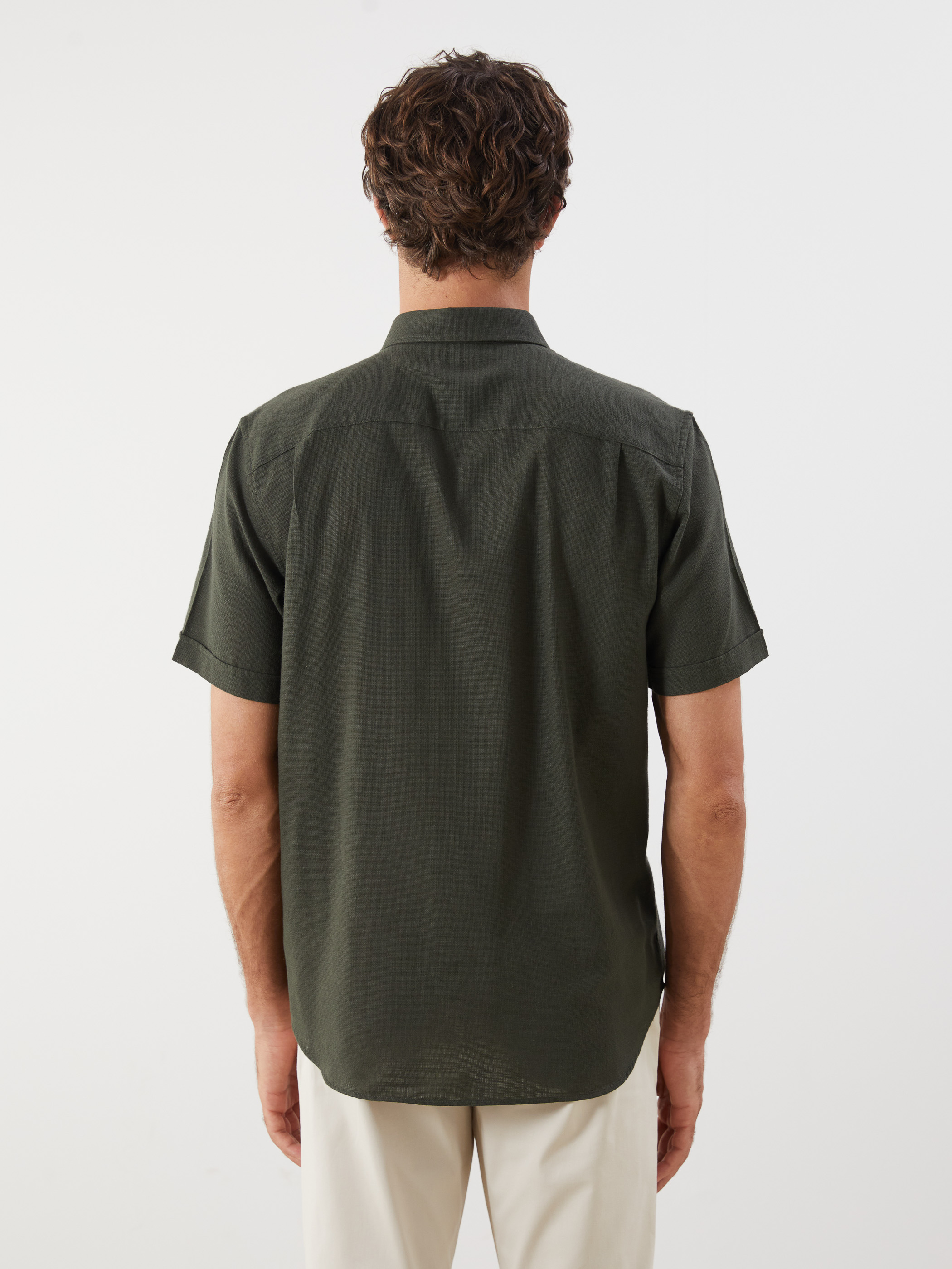 LCWAIKIKI Classic Regular Fit Kısa Kollu Armürlü Erkek Gömlek görsel 5
