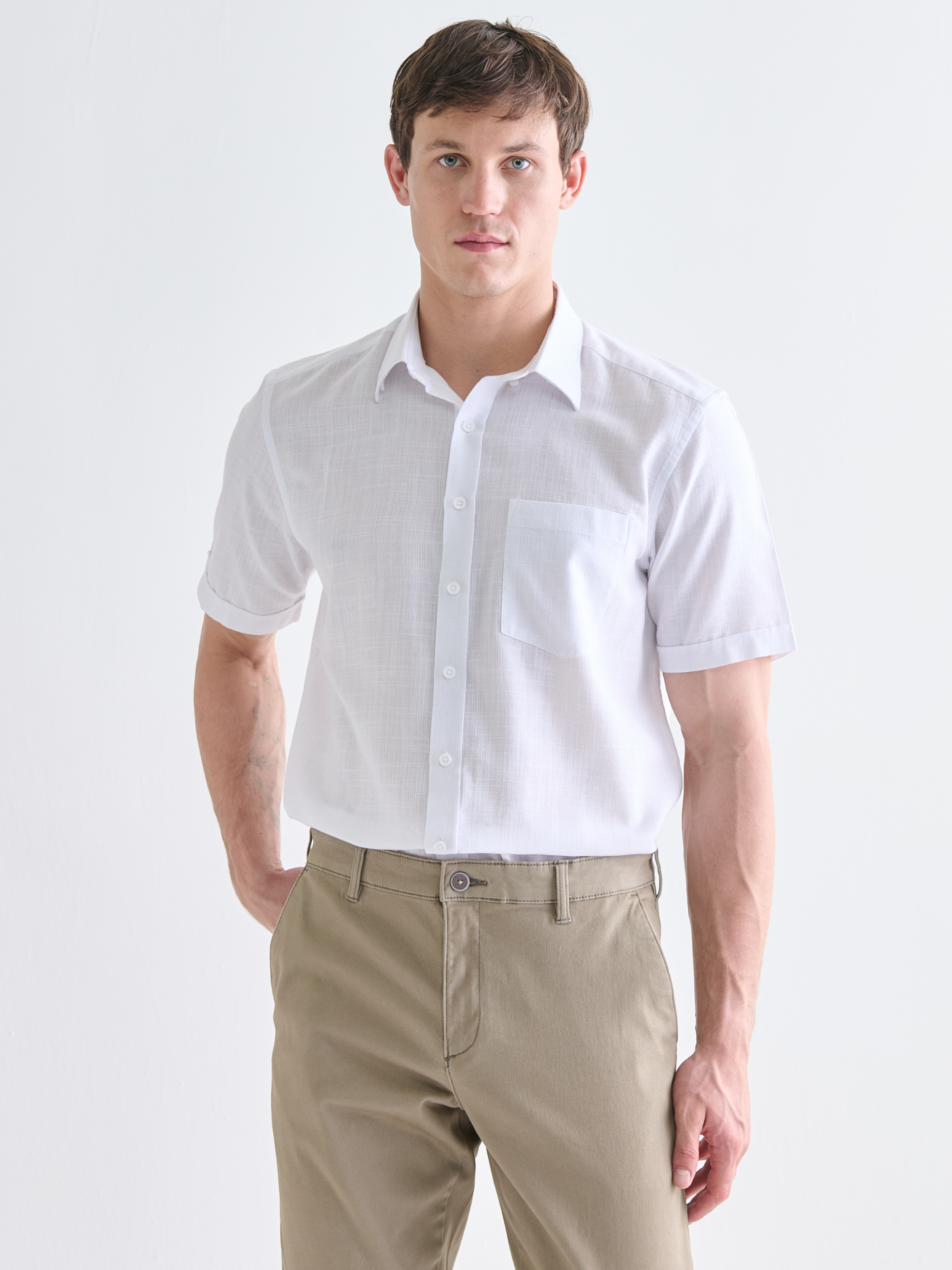 LCWAIKIKI Classic Regular Fit Kısa Kollu Armürlü Erkek Gömlek