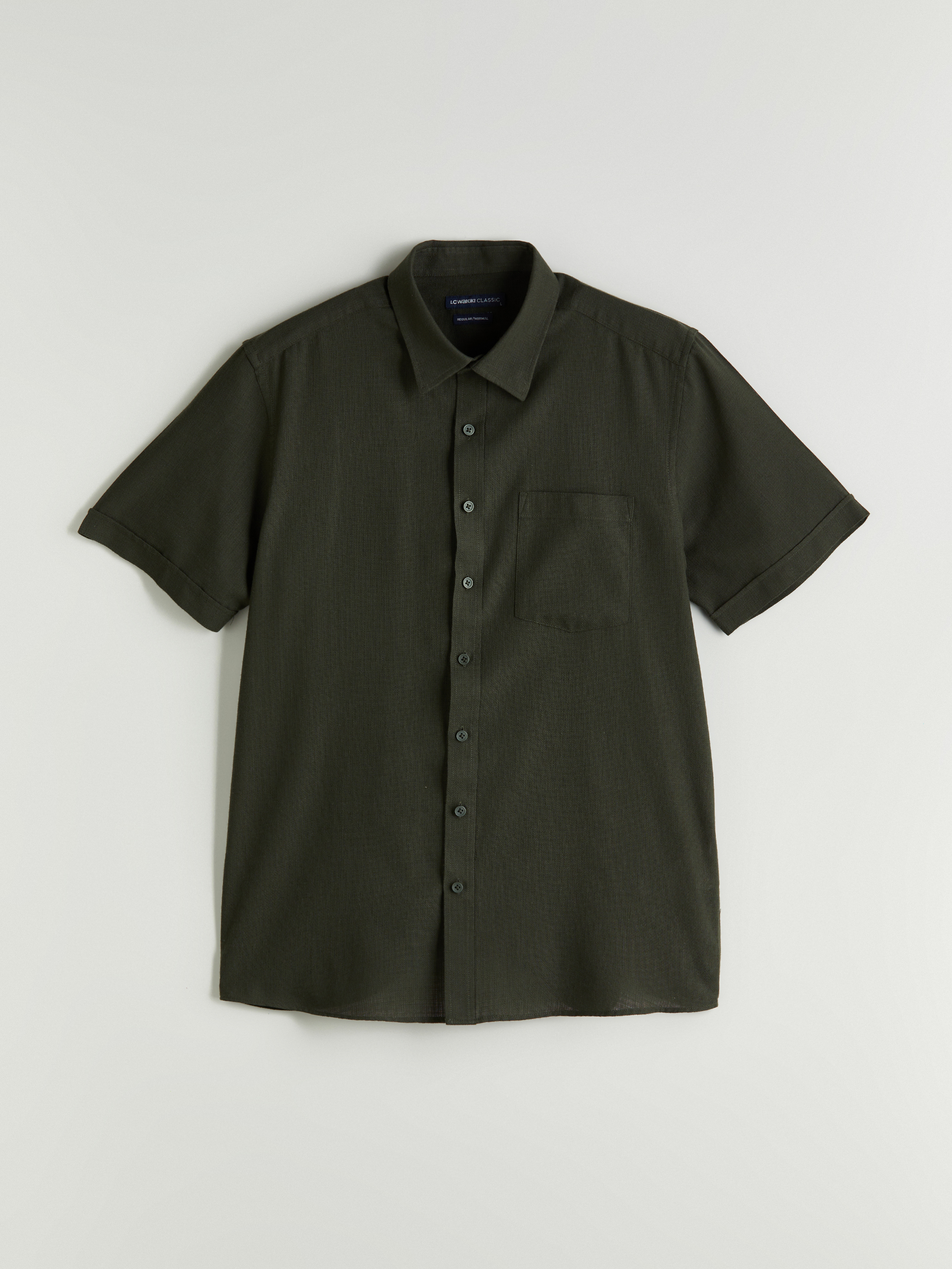 LCWAIKIKI Classic Regular Fit Kısa Kollu Armürlü Erkek Gömlek görsel 7