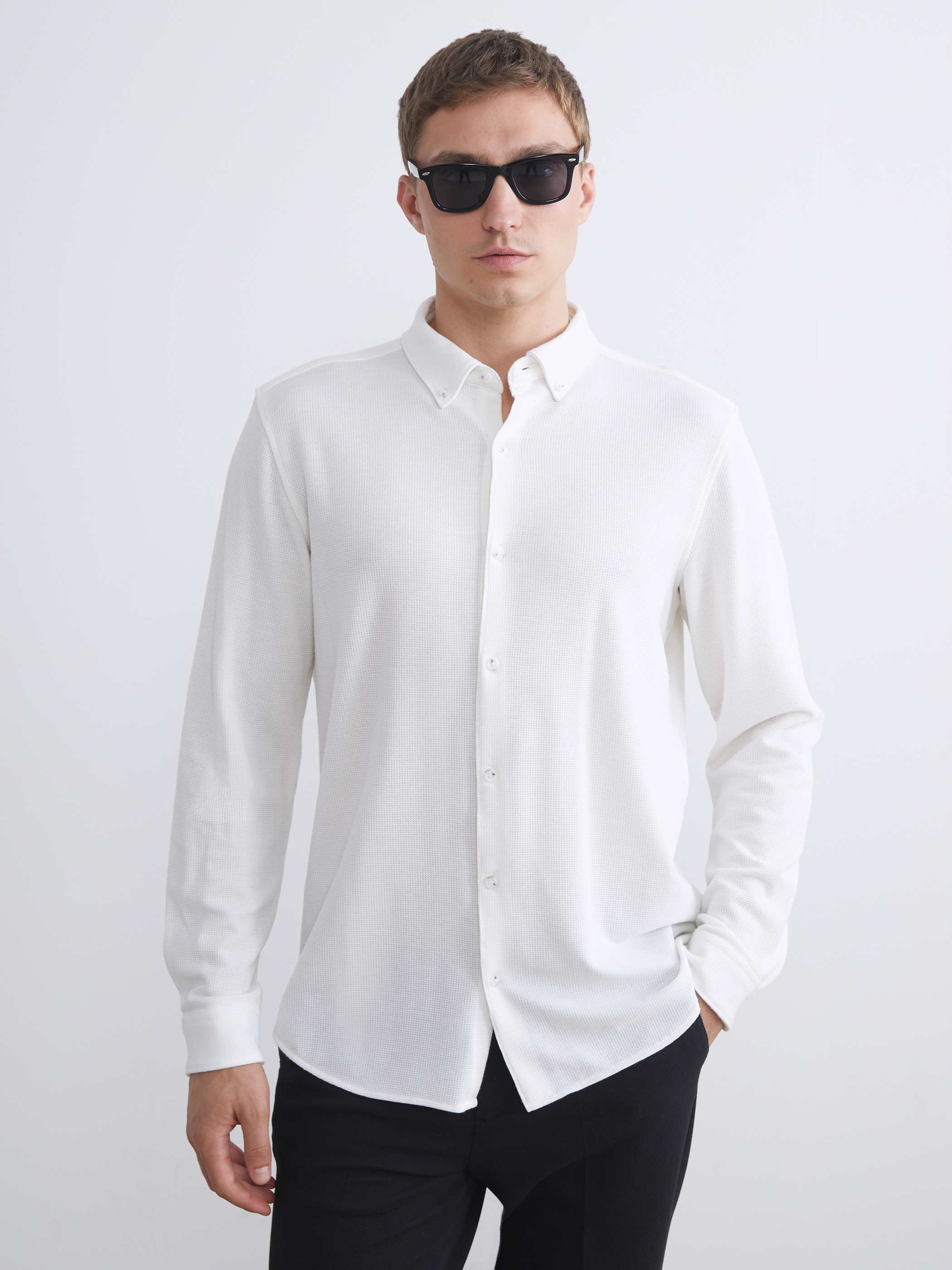 LCW Vision Slim Fit Uzun Kollu Erkek Dokulu Gömlek görsel 2