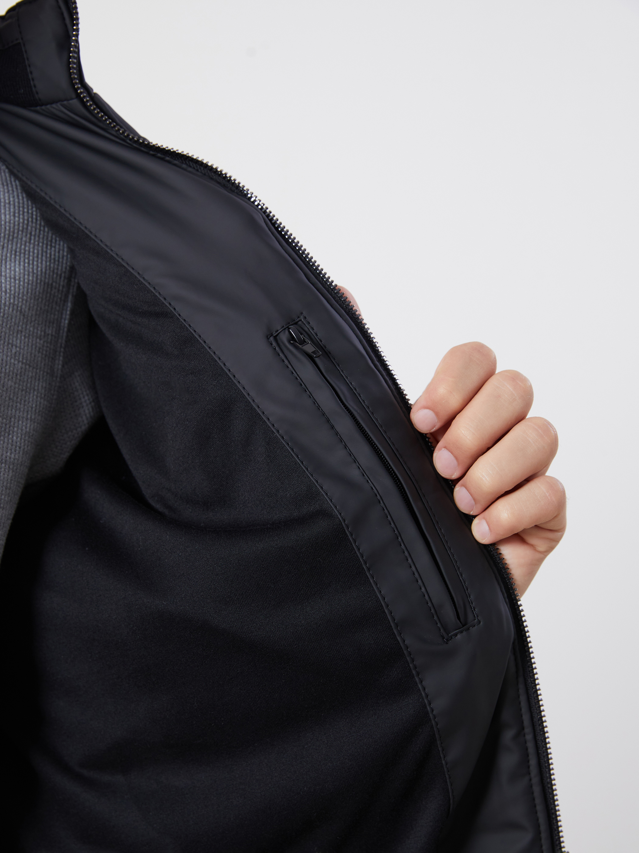 LCW Vision Slim Fit Dik Yaka Erkek Deri Görünümlü Mont görsel 4
