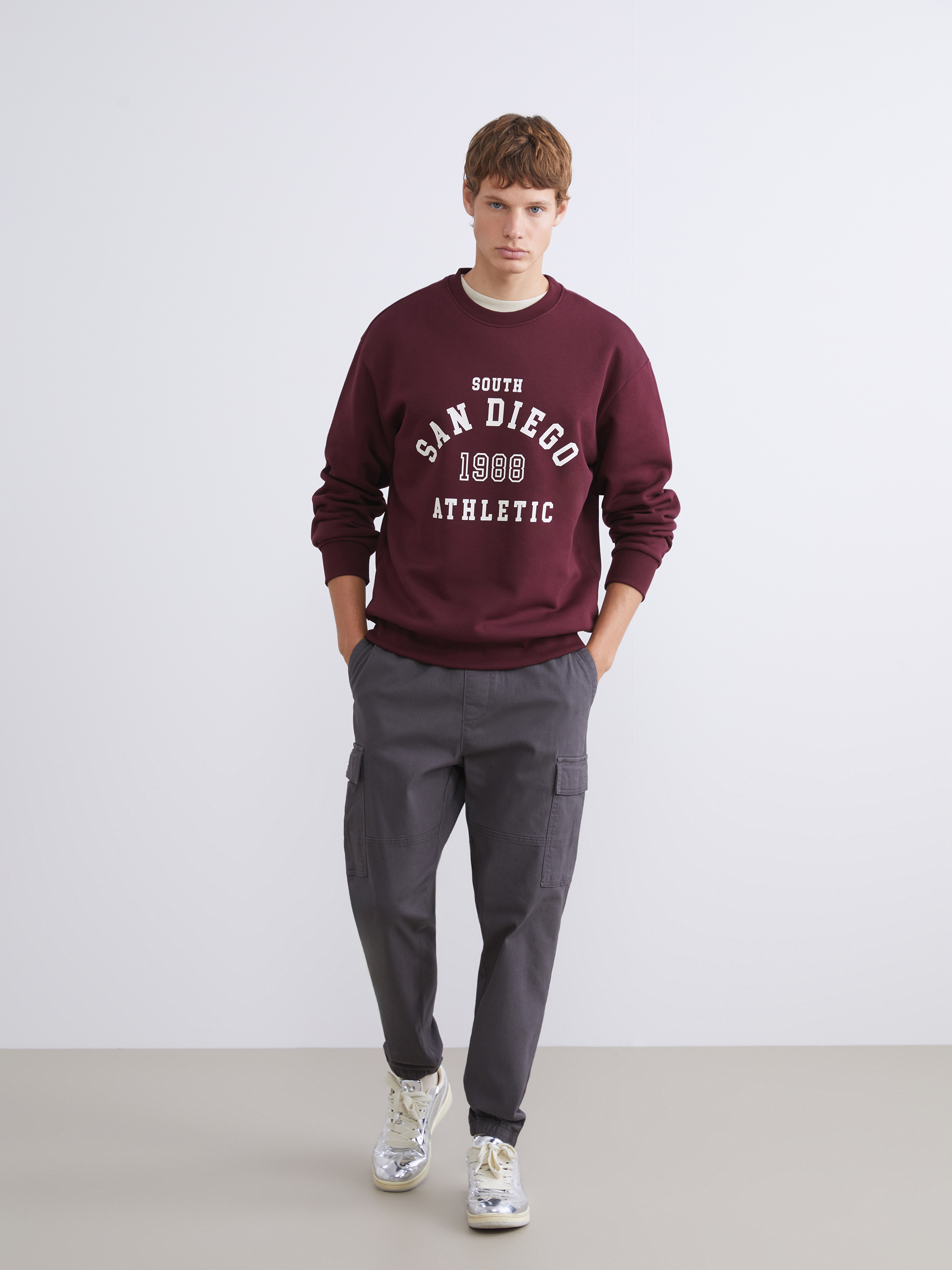 XSIDE Bisiklet Yaka Baskılı Erkek Sweatshirt görsel 2