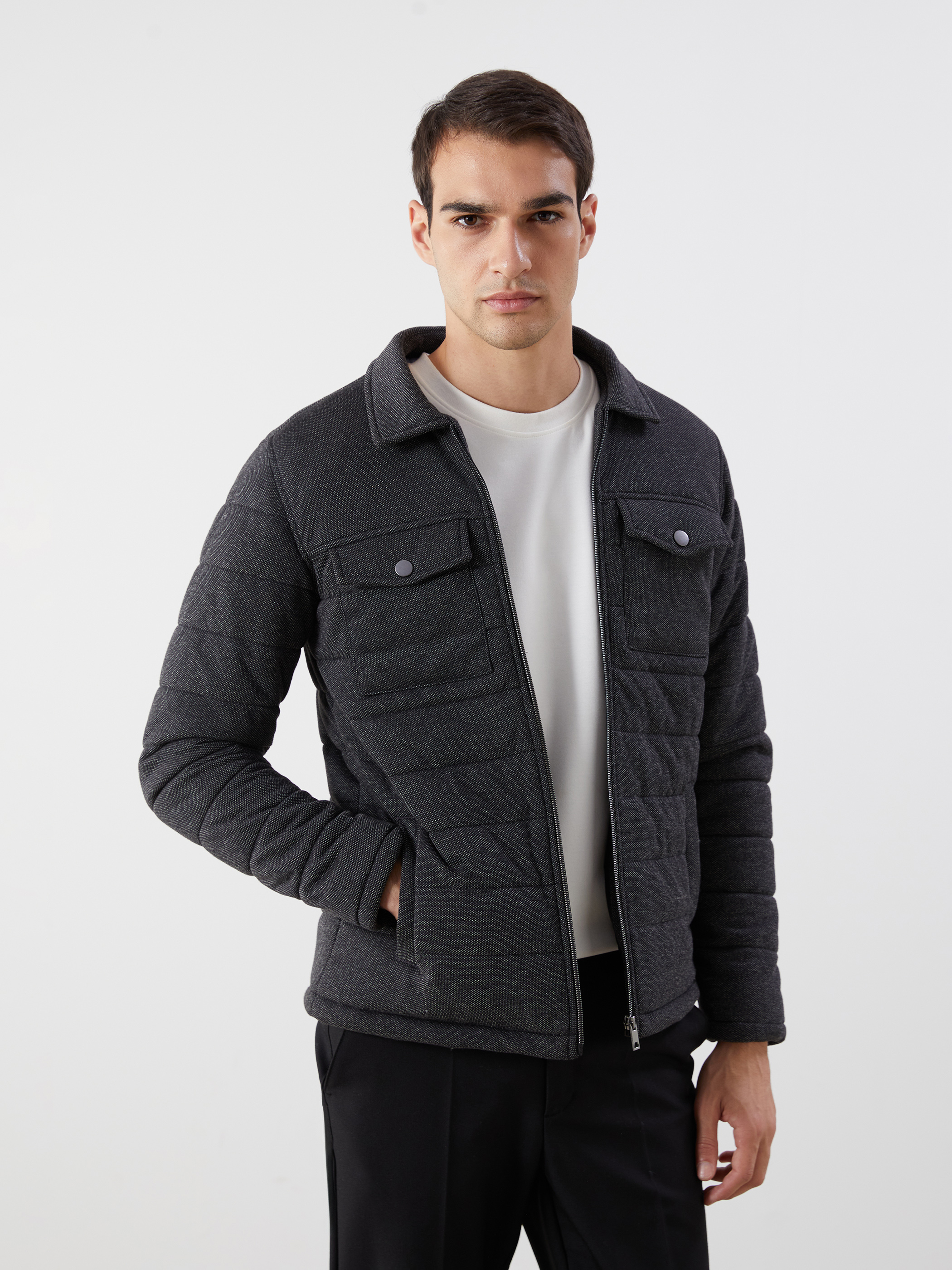LCW Vision Slim Fit Gömlek Yaka Erkek Mont