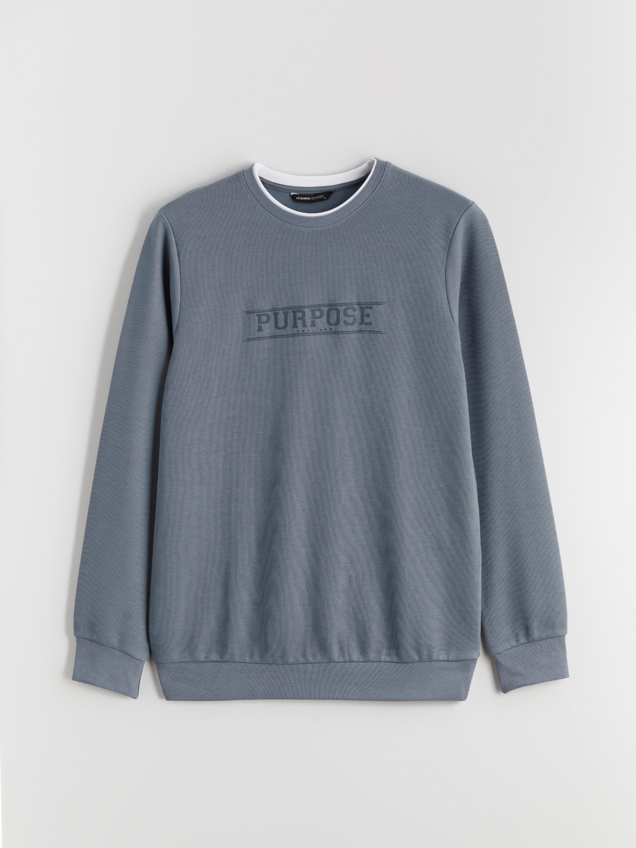 LCWAIKIKI Classic Bisiklet Yaka Baskılı Erkek Sweatshirt görsel 5