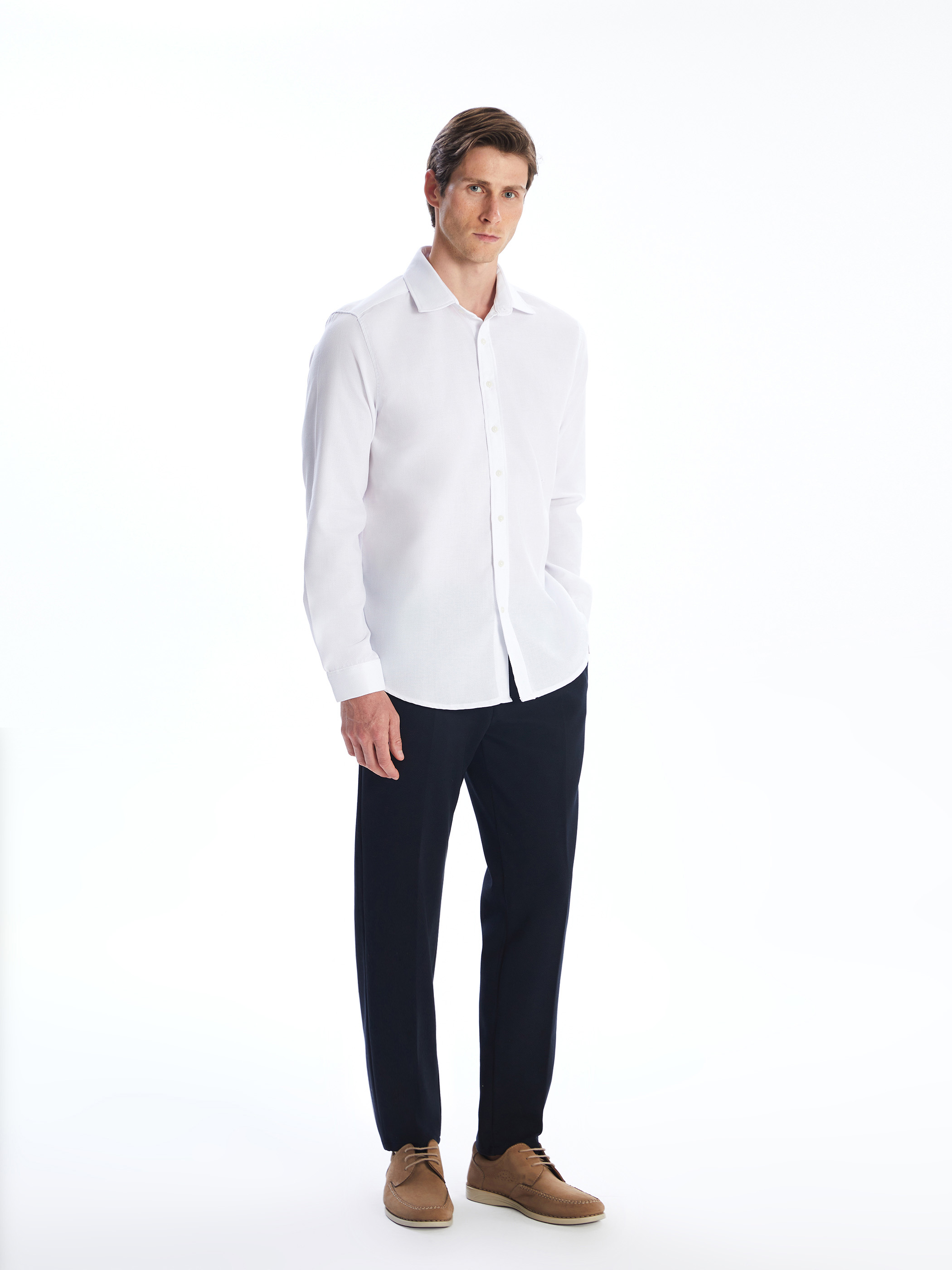 SOUTHBLUE Slim Fit Uzun Kollu Armürlü Erkek Gömlek görsel 2
