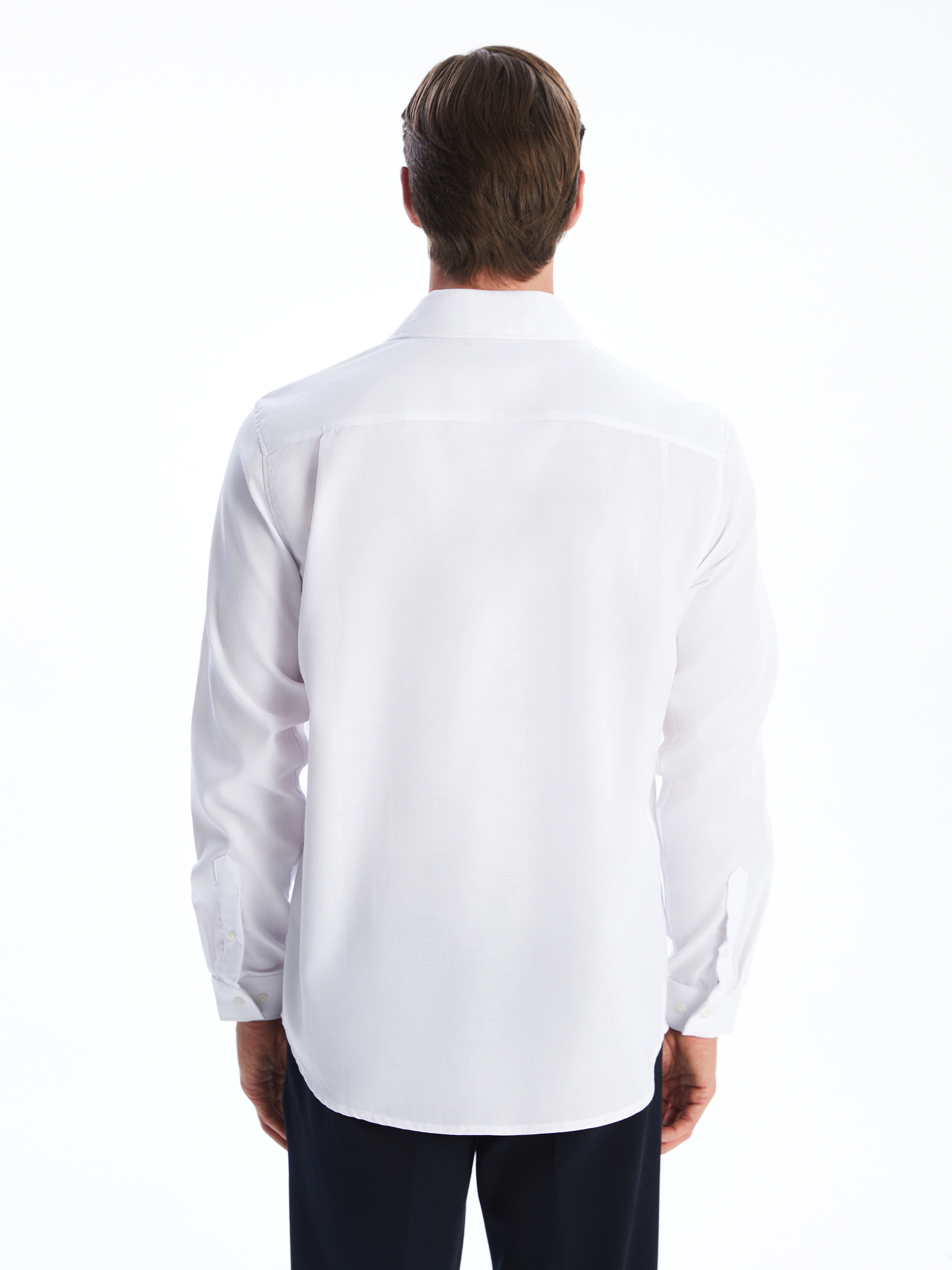 SOUTHBLUE Slim Fit Uzun Kollu Armürlü Erkek Gömlek görsel 4