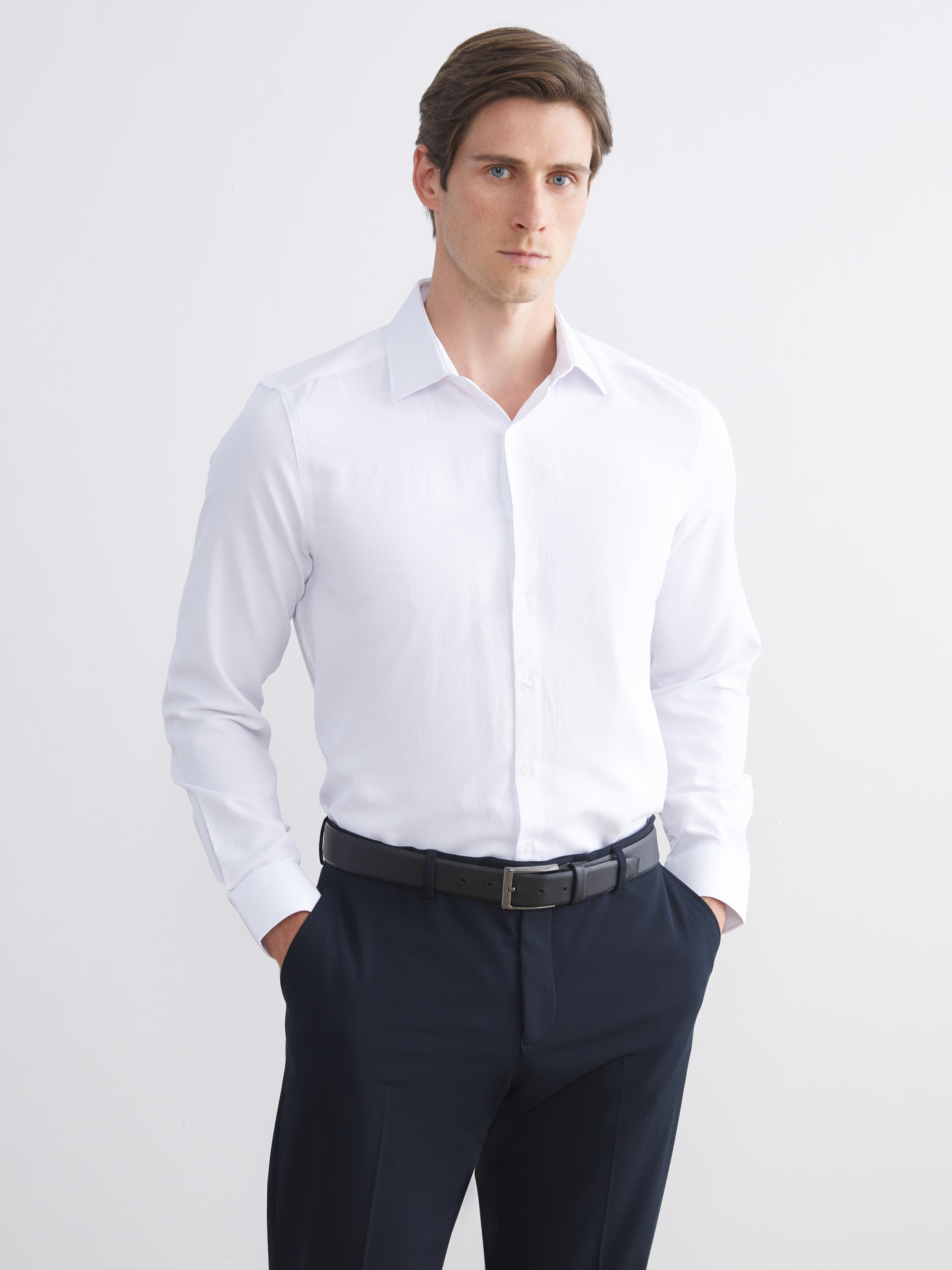 LCW BUSINESS Slim Fit Uzun Kollu Armürlü Erkek Gömlek