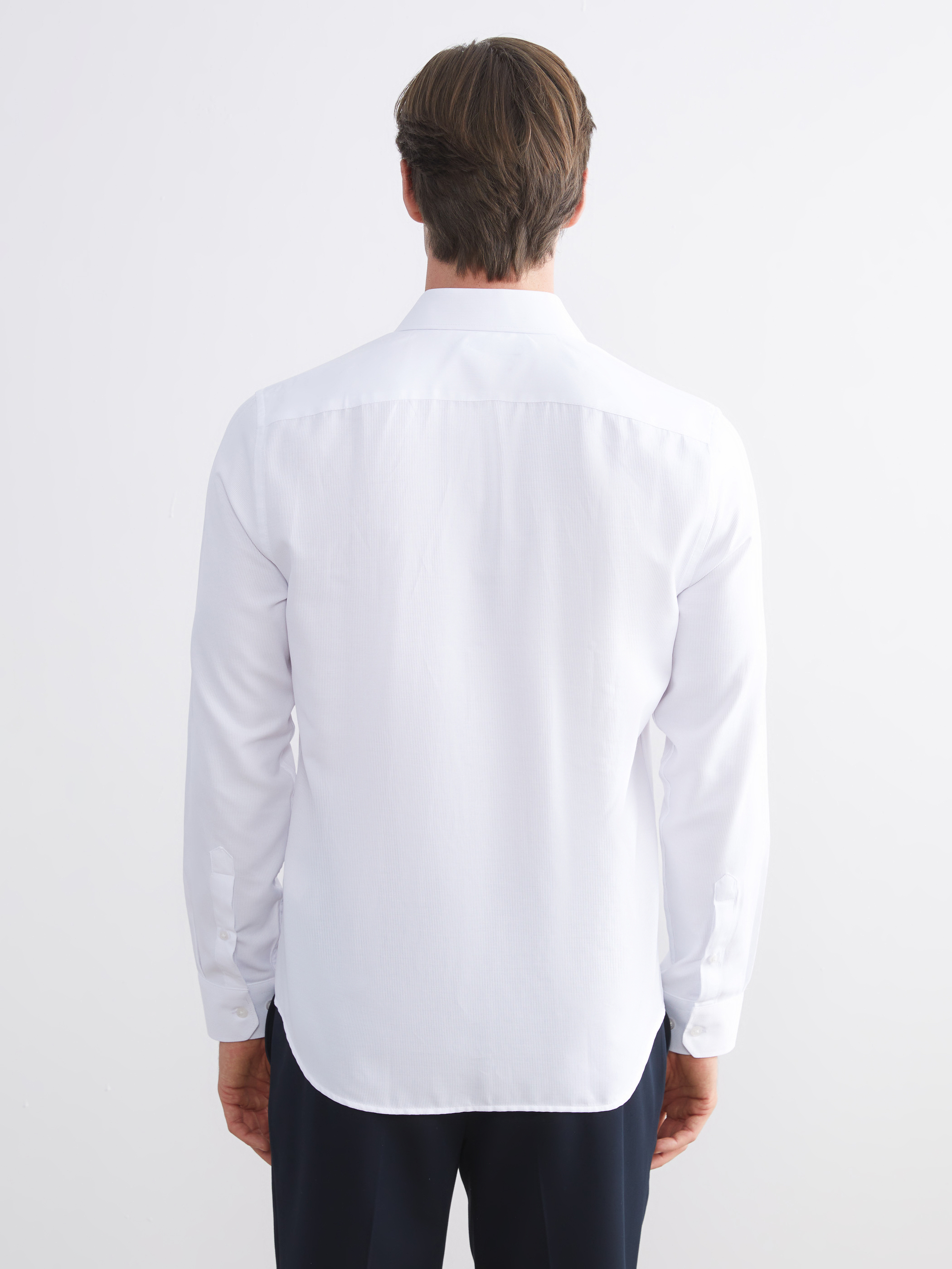 LCW BUSINESS Slim Fit Uzun Kollu Armürlü Erkek Gömlek görsel 4