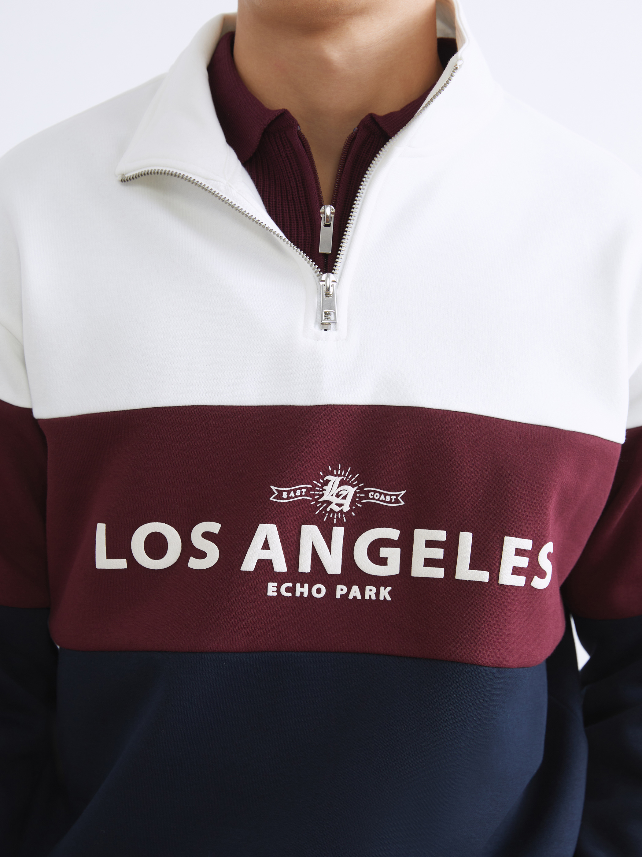 XSIDE Dik Yaka Renk Bloklu Erkek Sweatshirt görsel 3