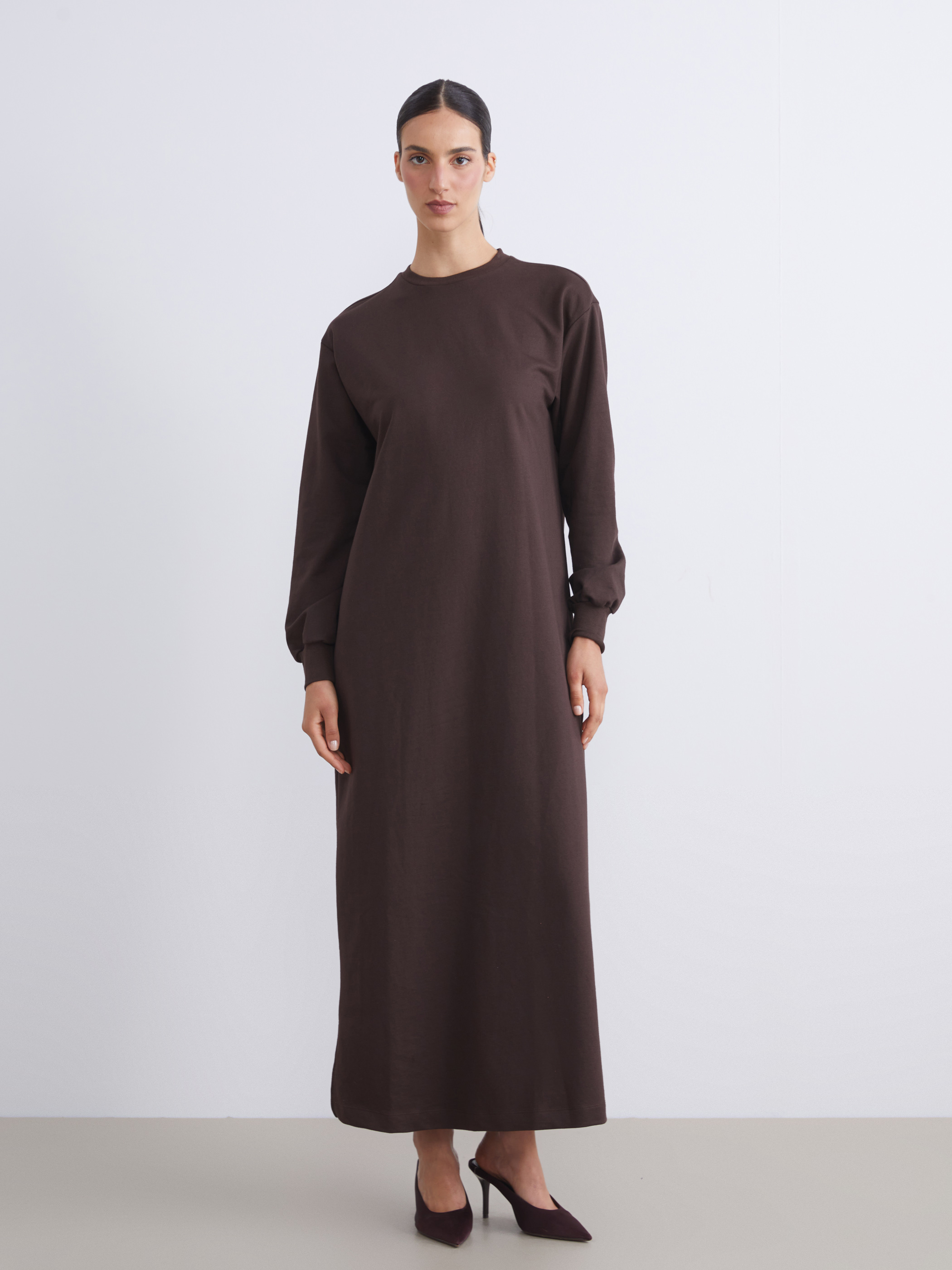 LCW Modest Bisiklet Yaka Sweatshirt Elbise
