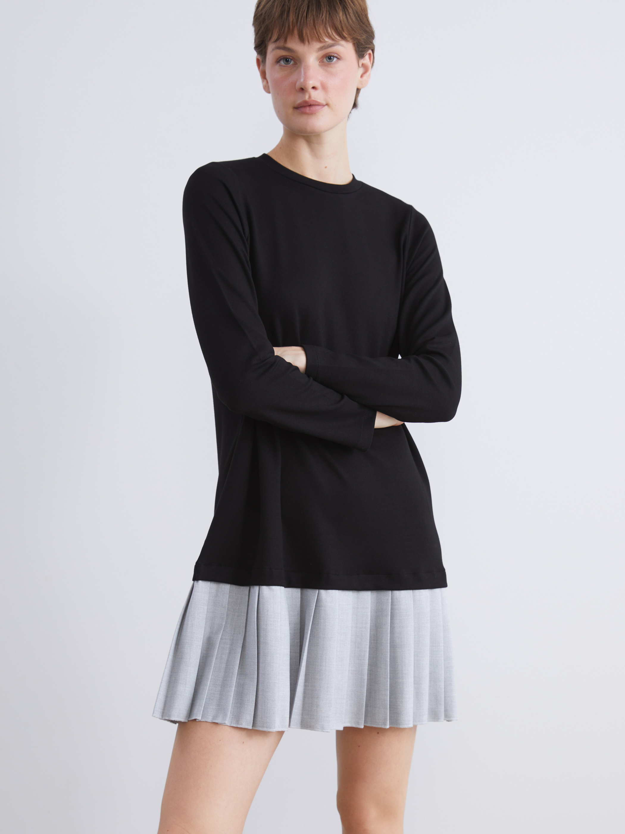 LCW Comfort Bisiklet Yaka Pileli Mini Elbise