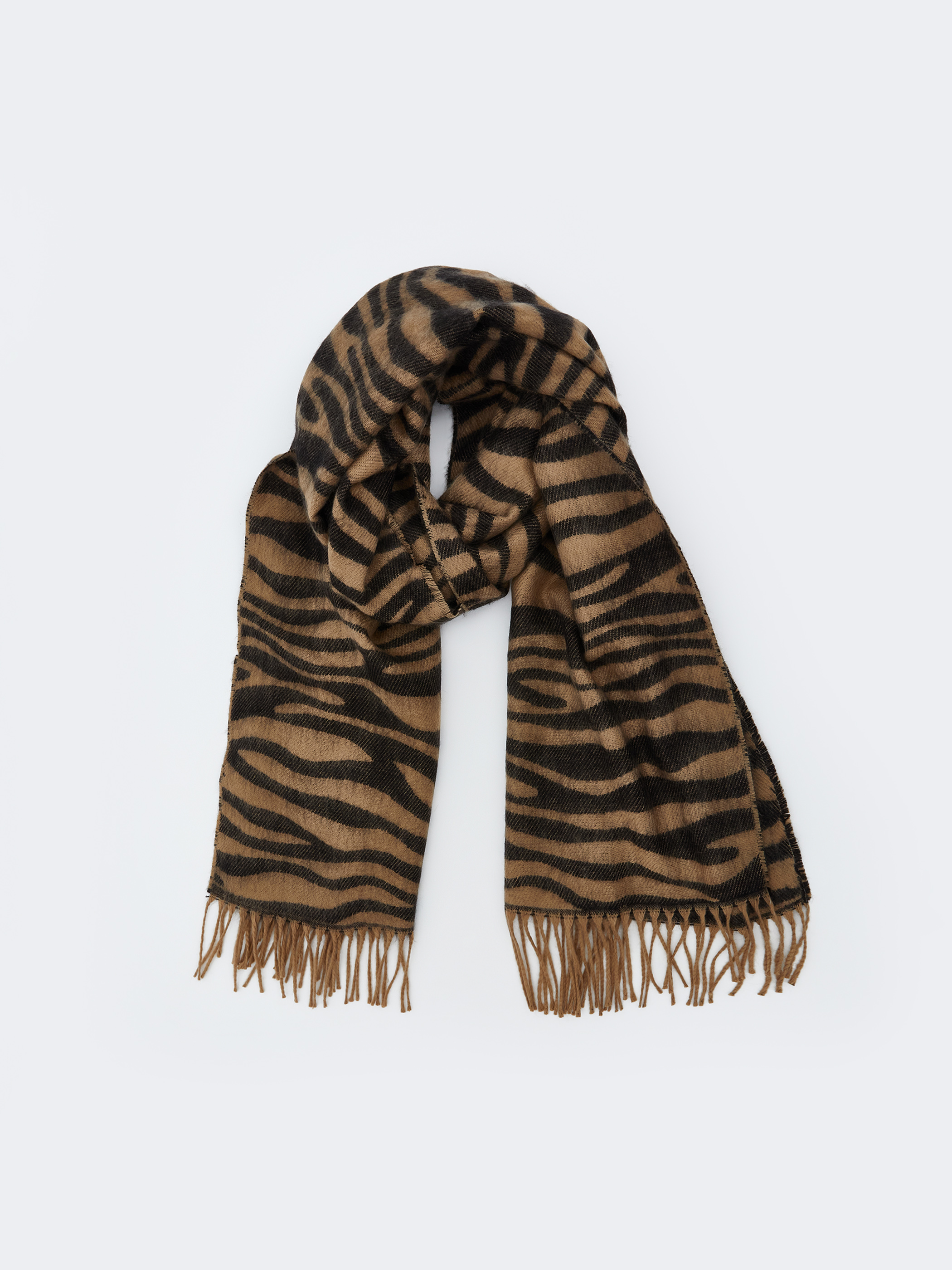 LCW ACCESSORIES Zebra Desenli Püsküllü Kadın Atkı