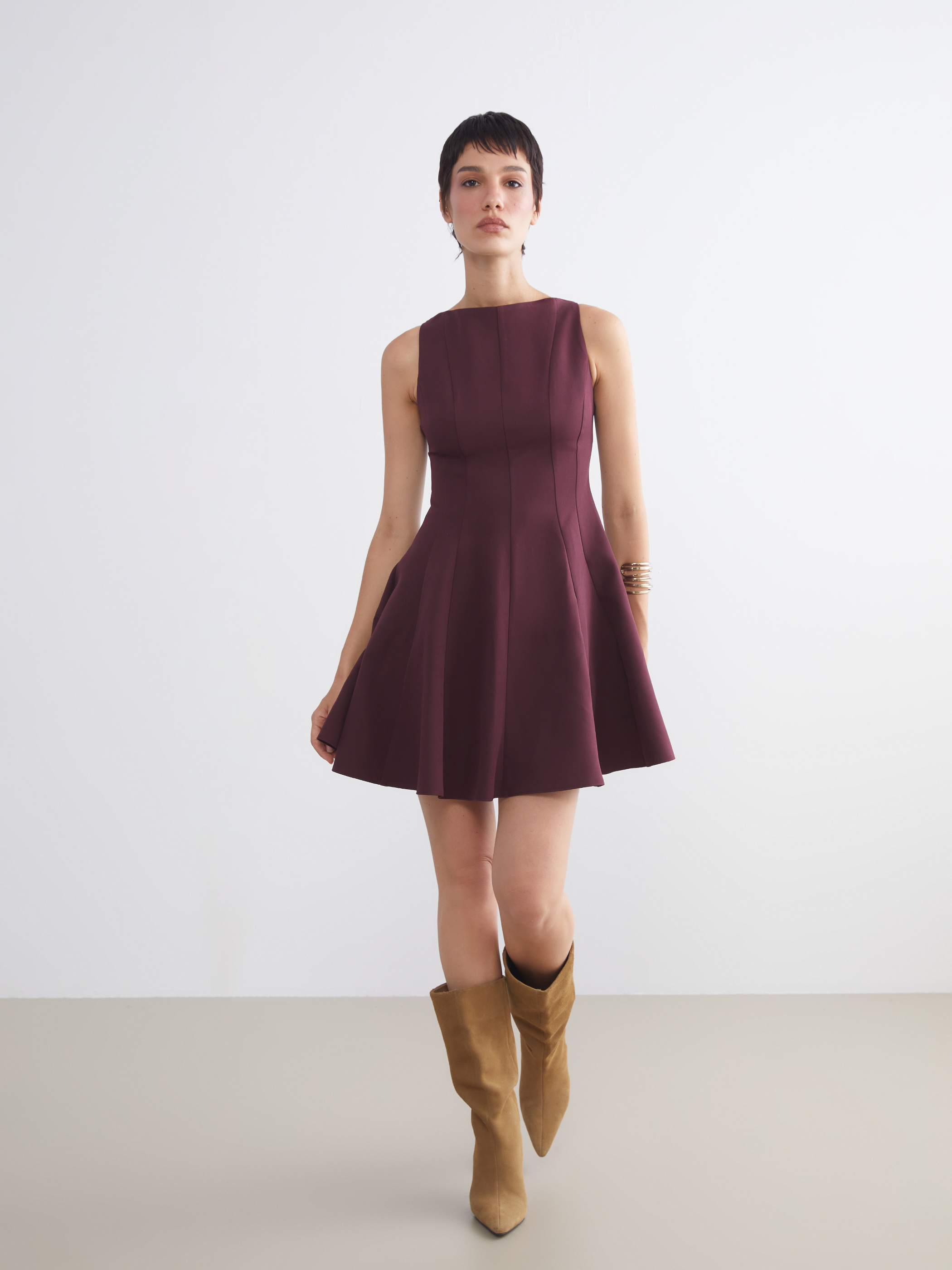 LCW Vision Bisiklet Yaka Peplum Mini Elbise