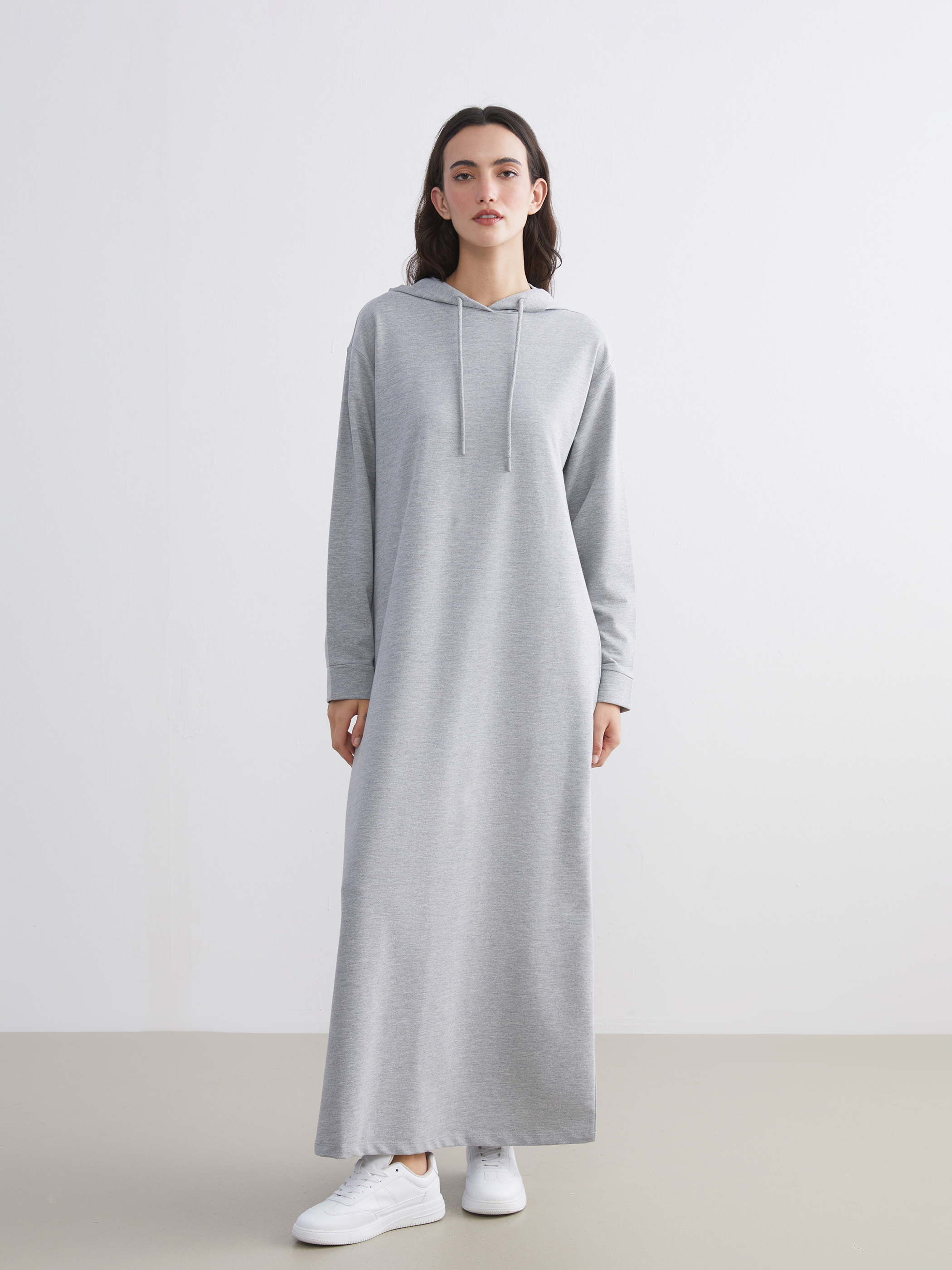 LCW Modest Kapüşonlu Sweatshirt Elbise