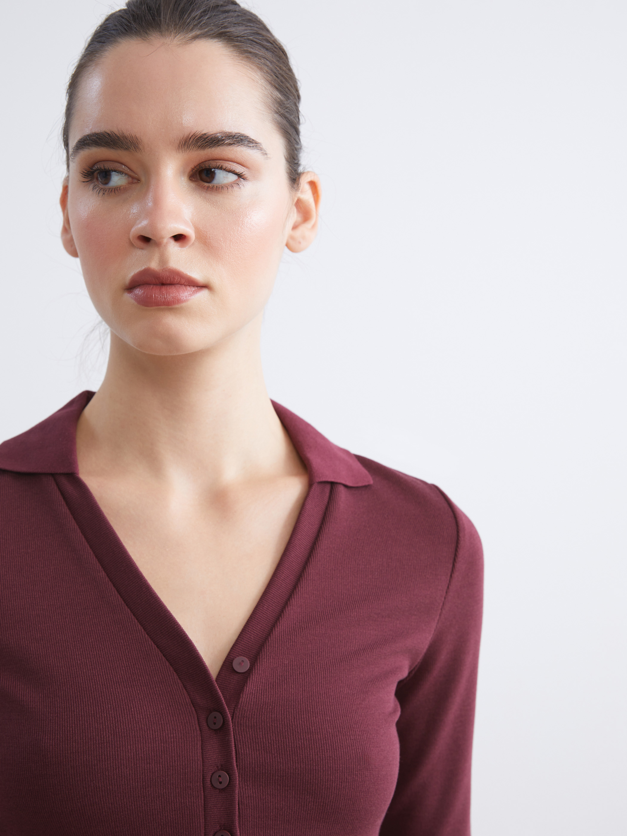 LCW Vision Polo Yaka Kadın Fitilli Tişört görsel 3