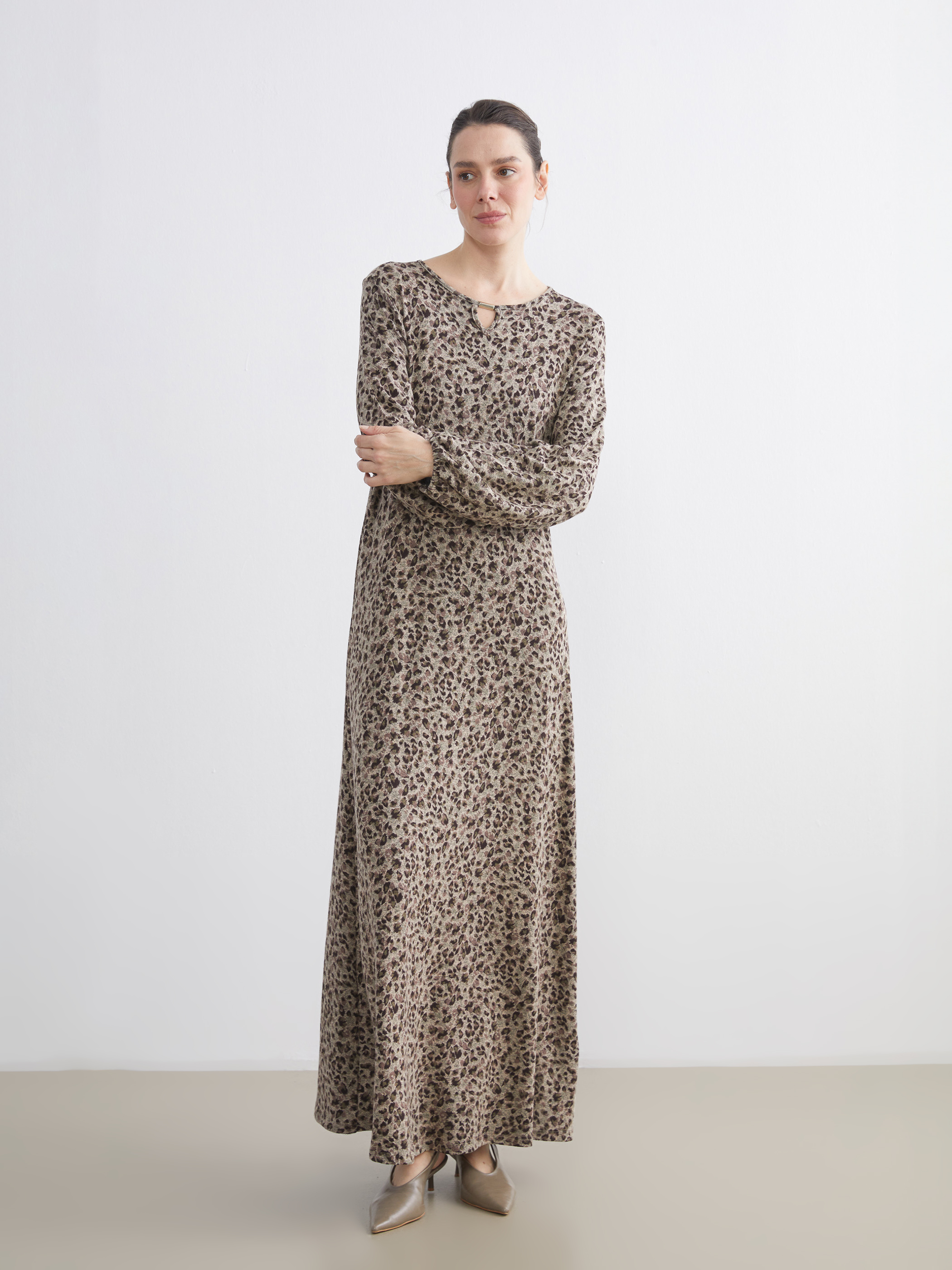 LCW Grace Bisiklet Yaka Leopar Desenli Elbise görsel 2