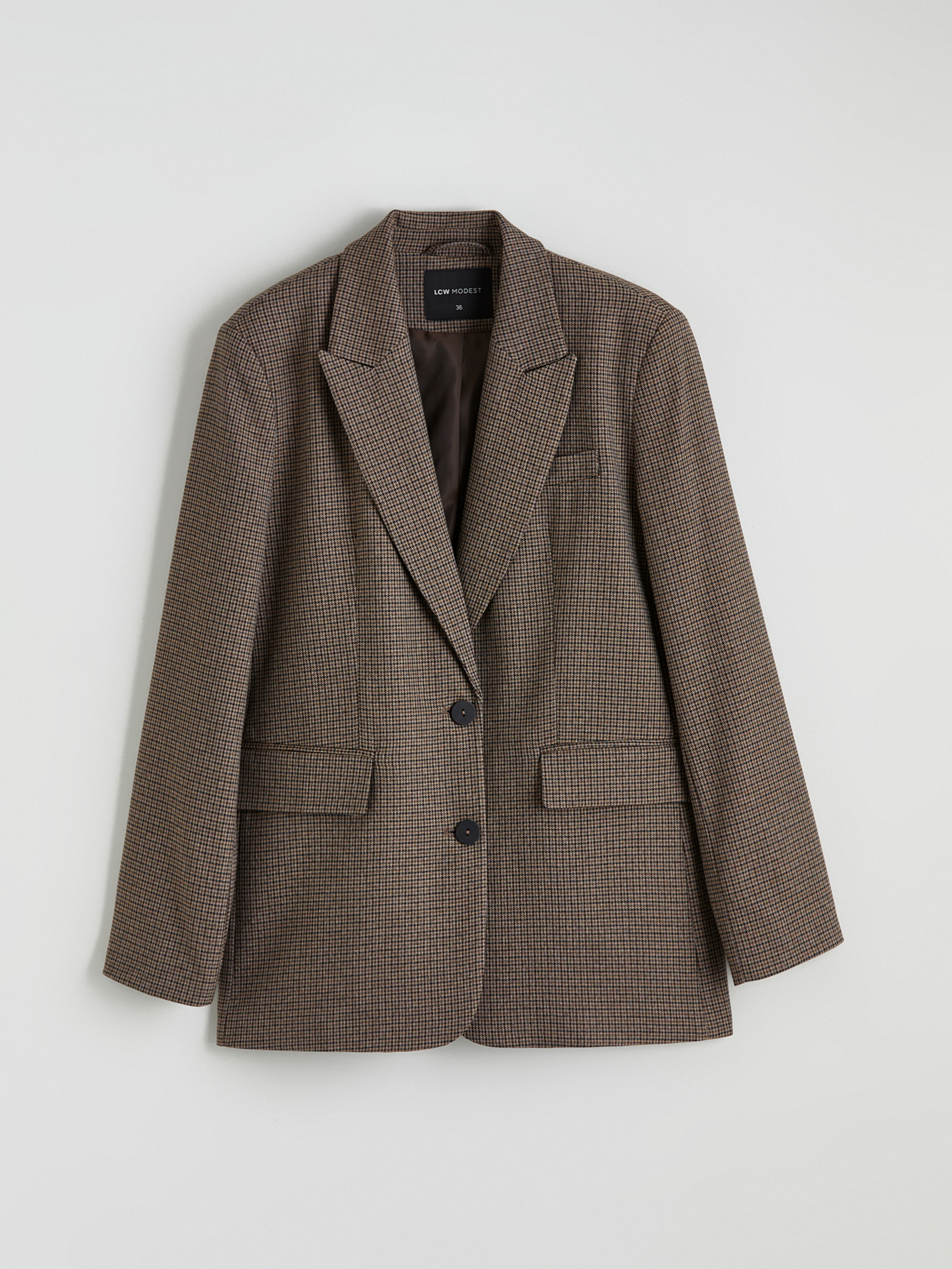 LCW Modest Kazayağı Desenli Kadın Blazer Ceket görsel 6