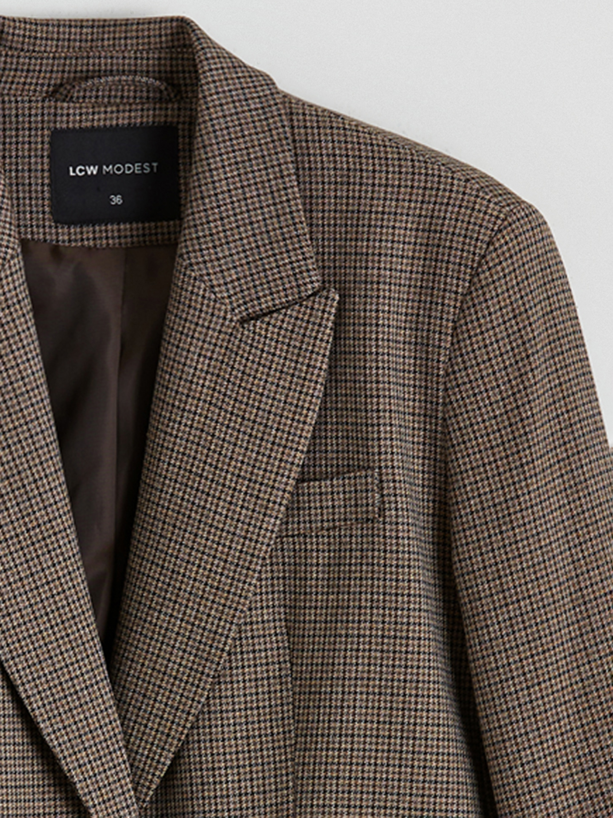 LCW Modest Kazayağı Desenli Kadın Blazer Ceket görsel 8
