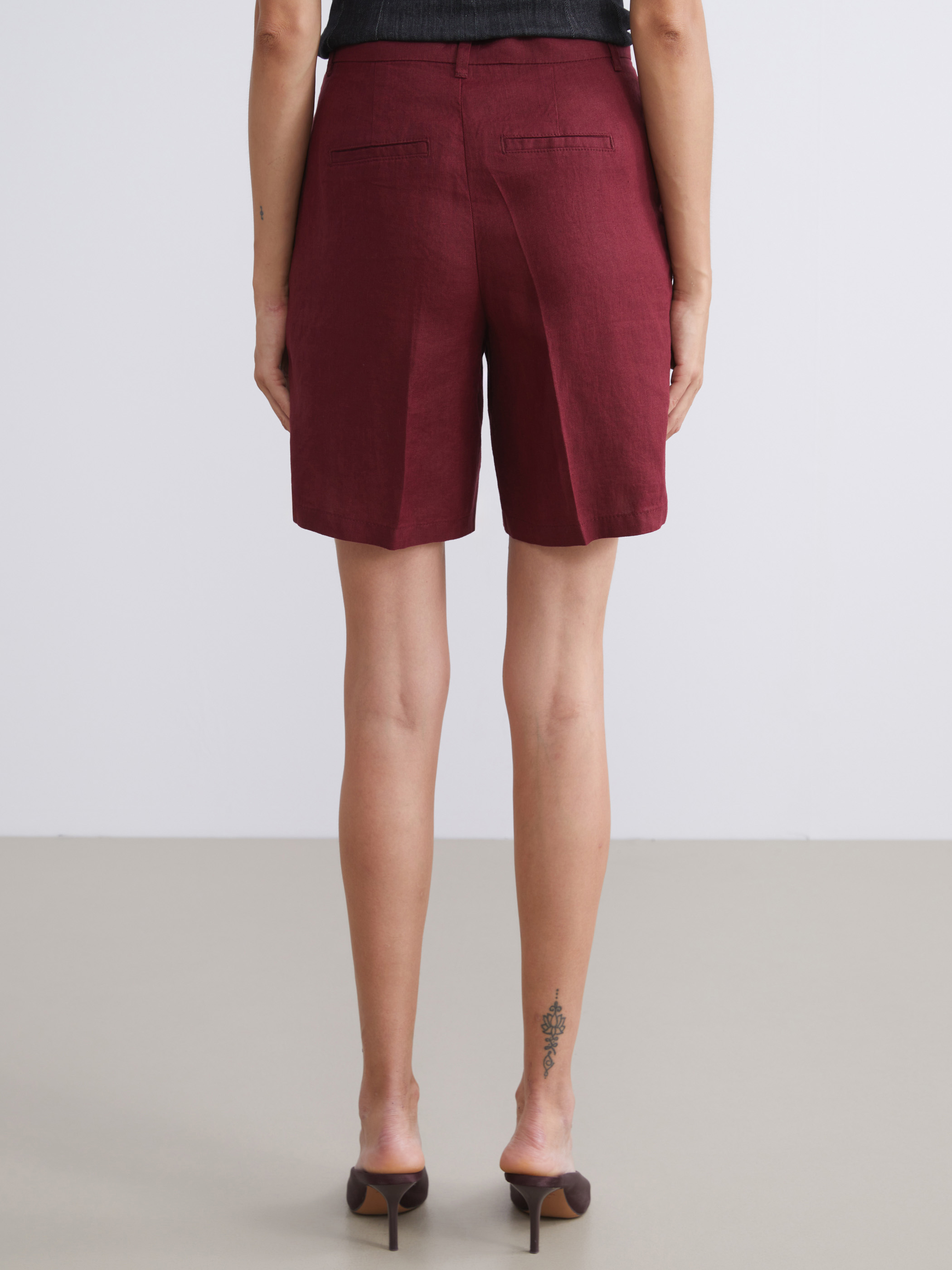 LCW Vision Loose Fit %100 Keten Kadın Pileli Şort görsel 4