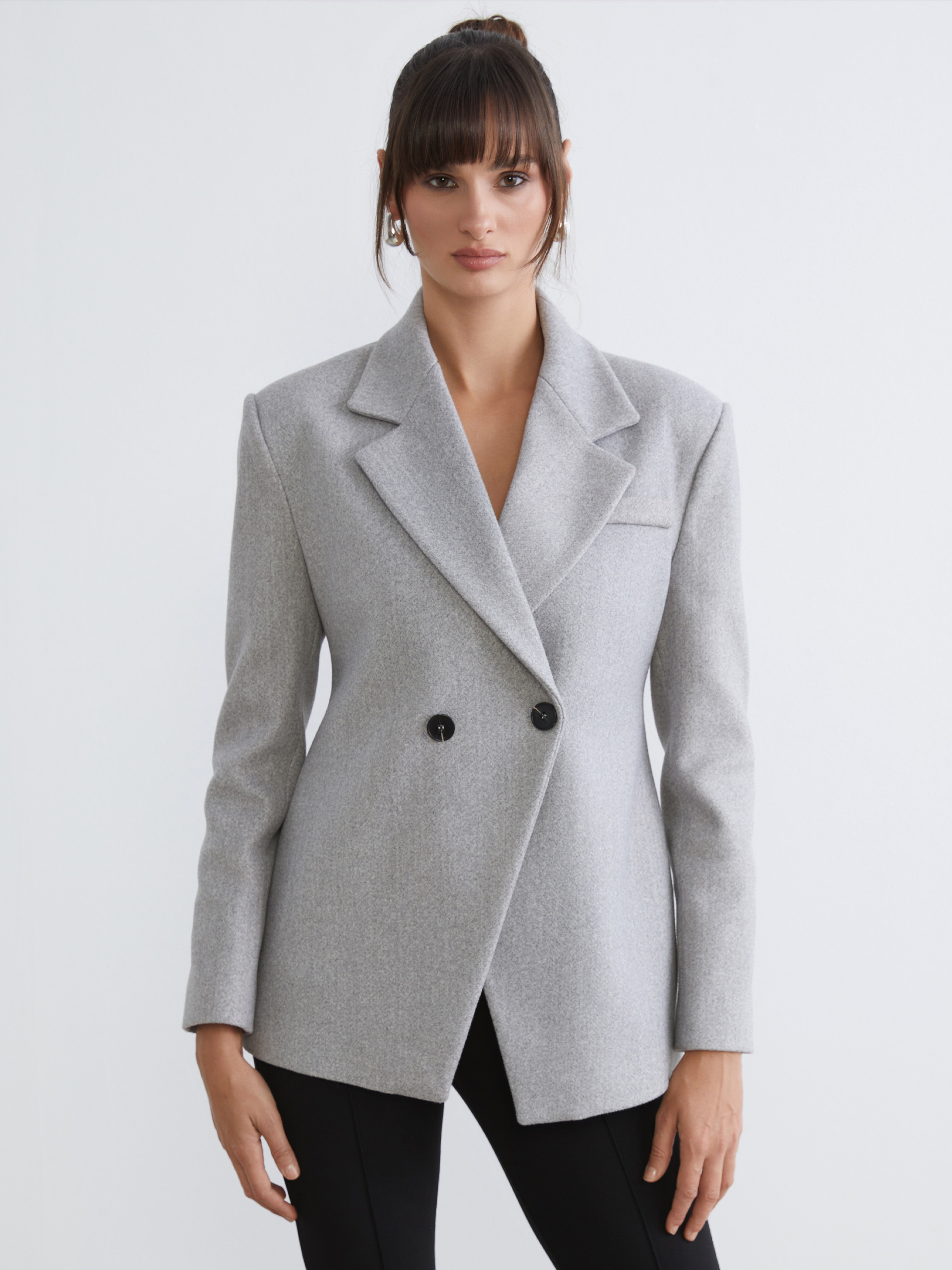 Soulife Kruvaze Yaka Kadın Kaşe Blazer Ceket