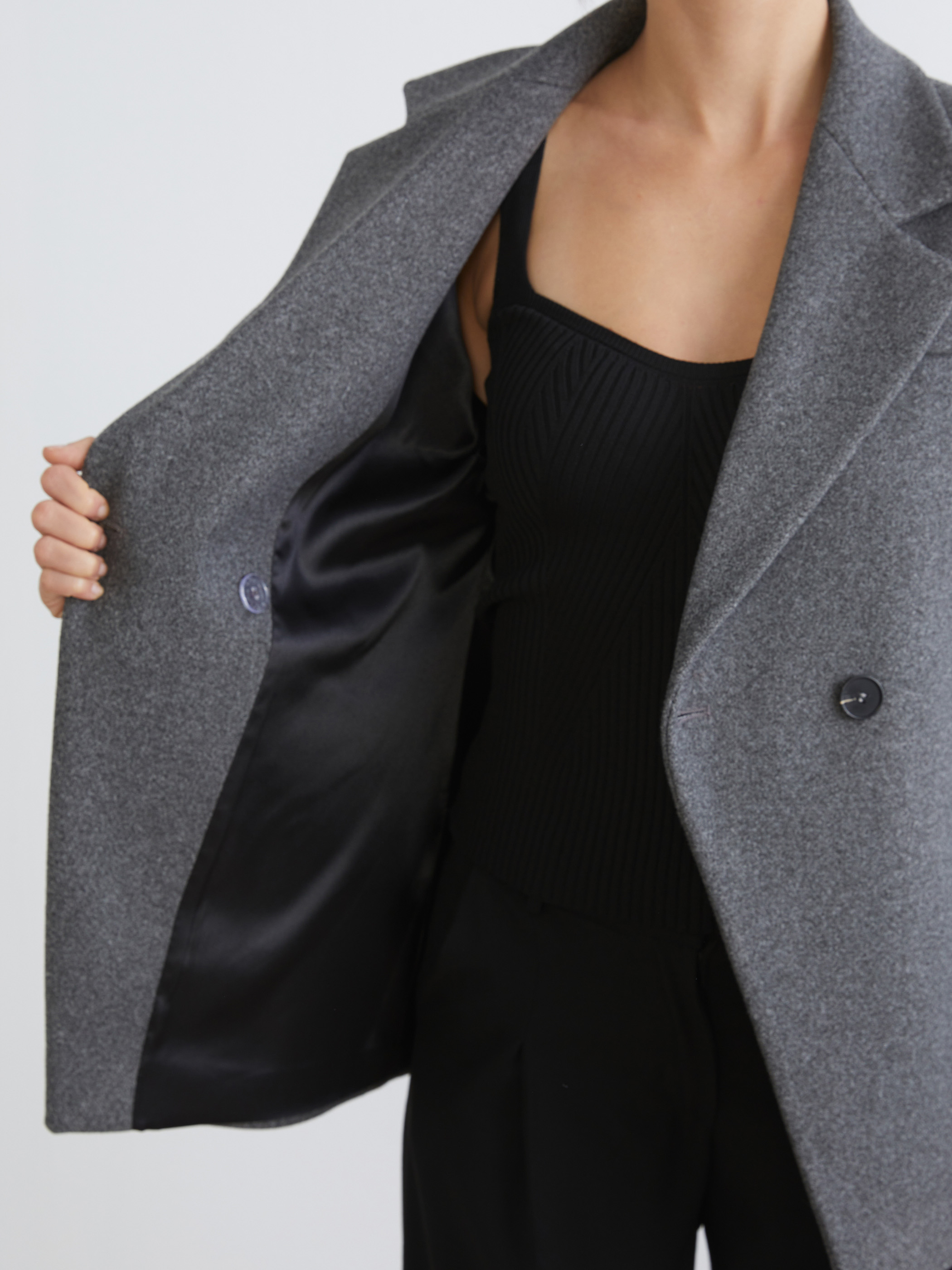 Soulife Kruvaze Yaka Kadın Kaşe Blazer Ceket görsel 4