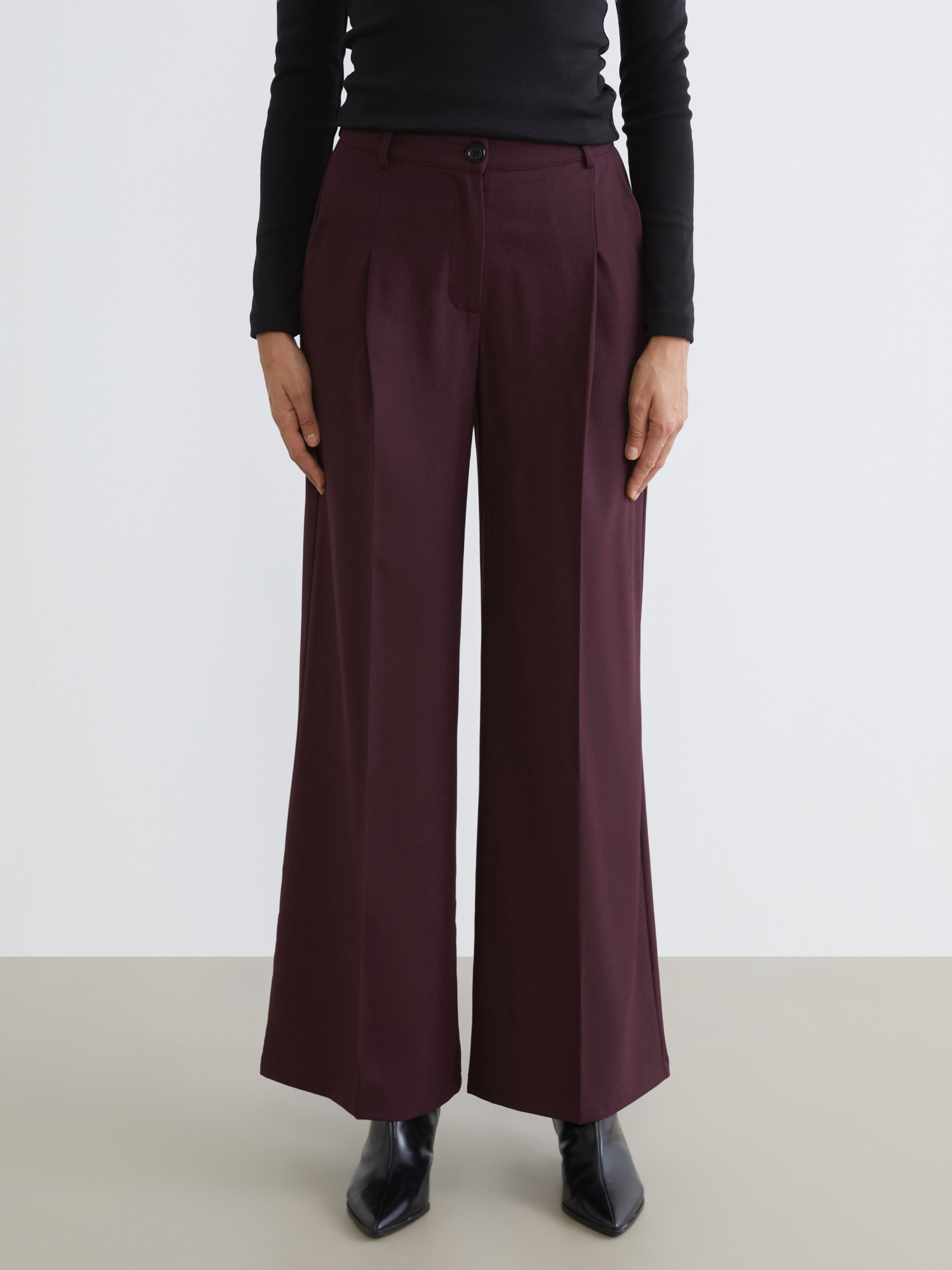 Soulife Loose Fit Geniş Paça Kadın Pileli Pantolon görsel 2