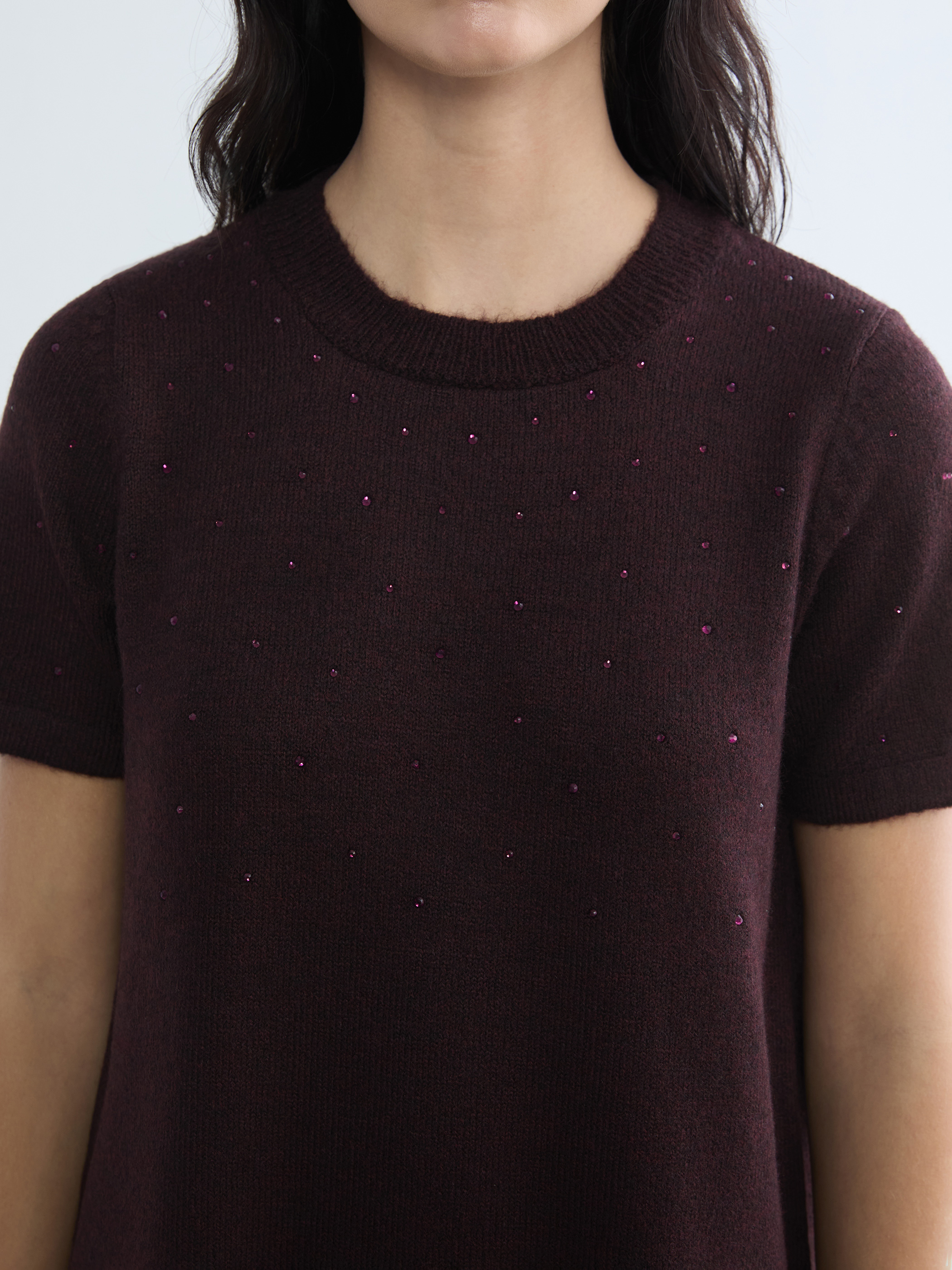 LCW Comfort Taşlı Mini Triko Elbise görsel 3