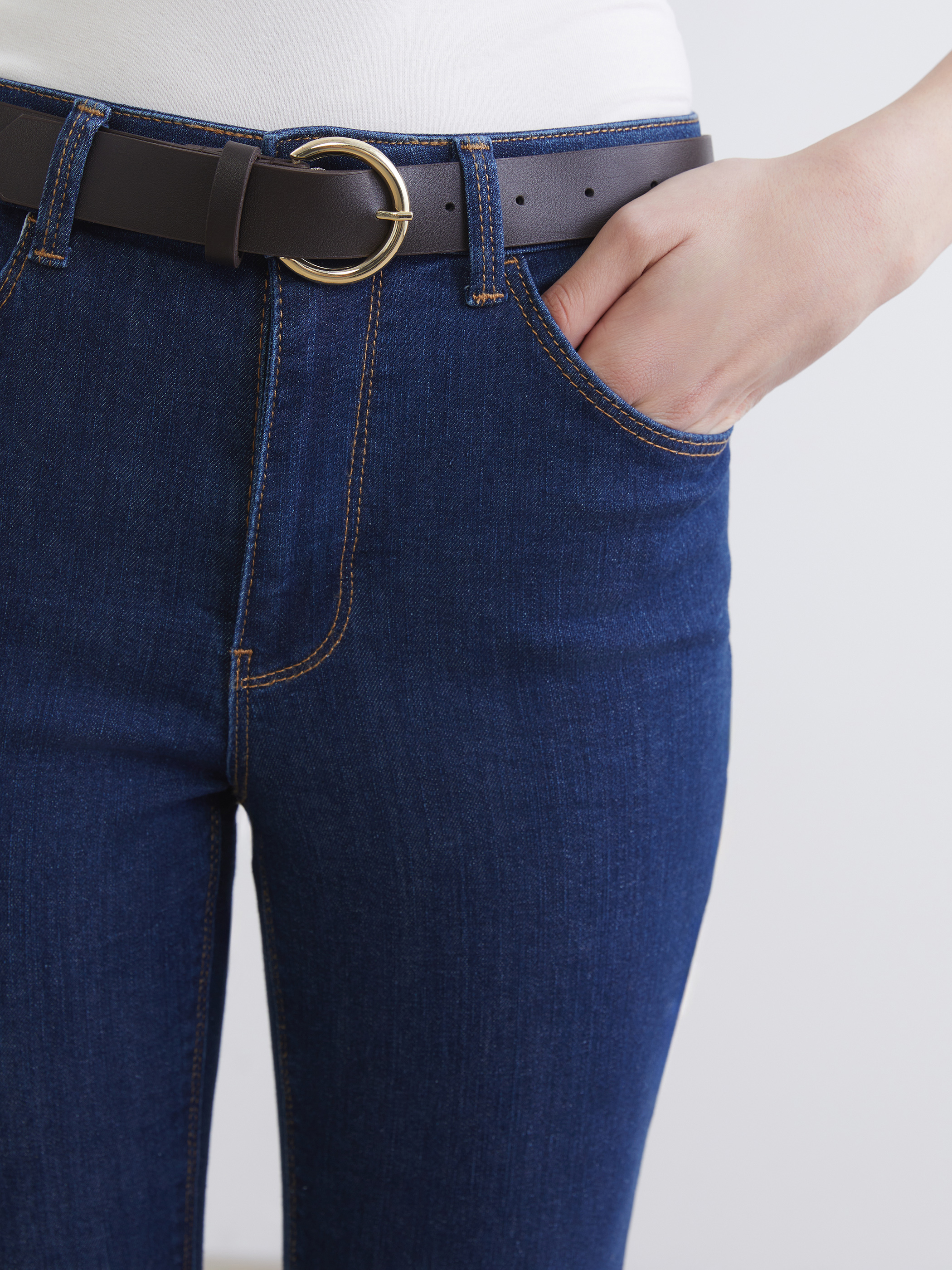 LCW Jeans Beli Kemerli Mercury Skinny Fit Kadın Jean Pantolon görsel 3