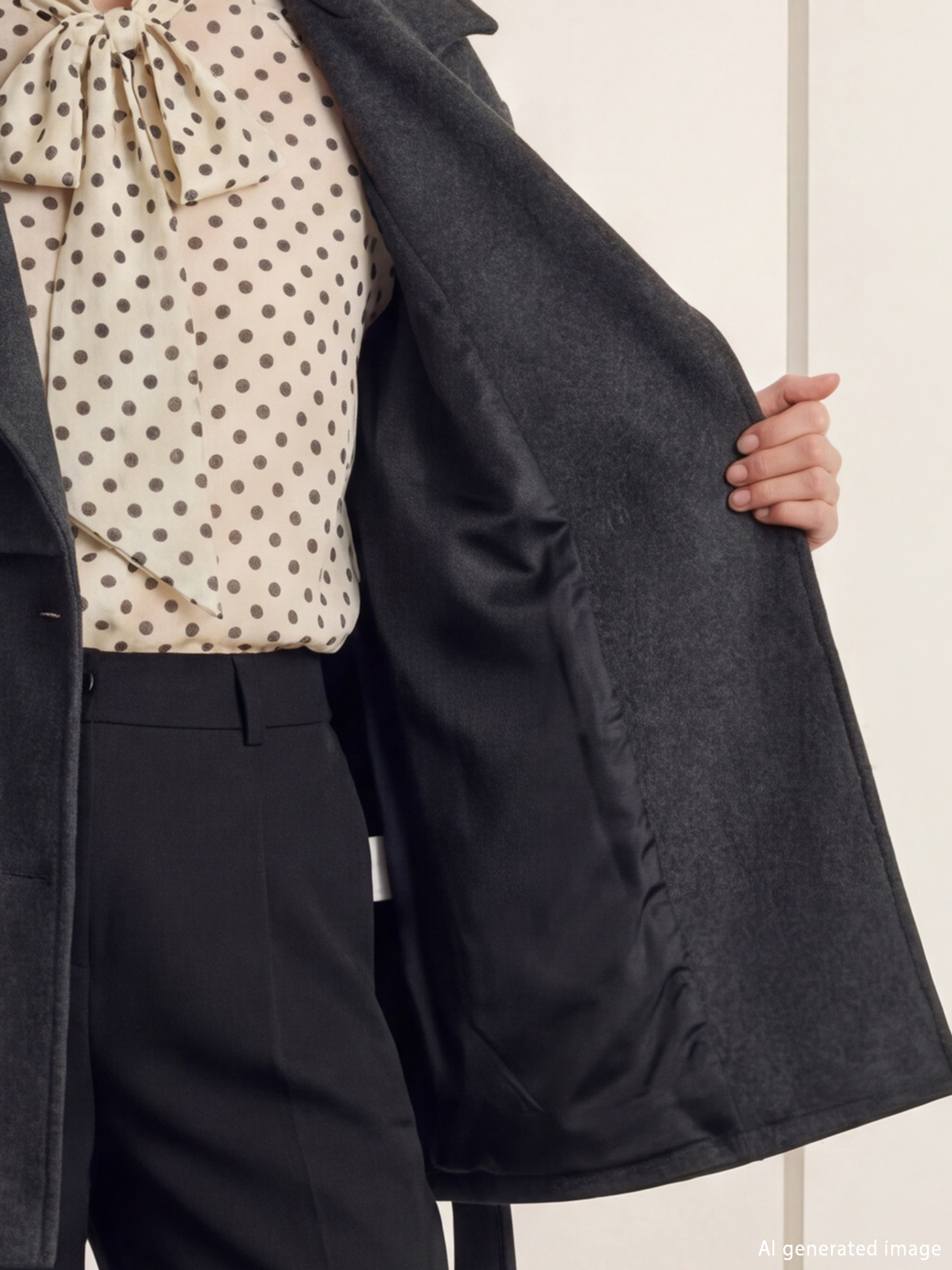 LCW Vision Kruvaze Yaka Oversize Kadın Kaşe Kaban görsel 3