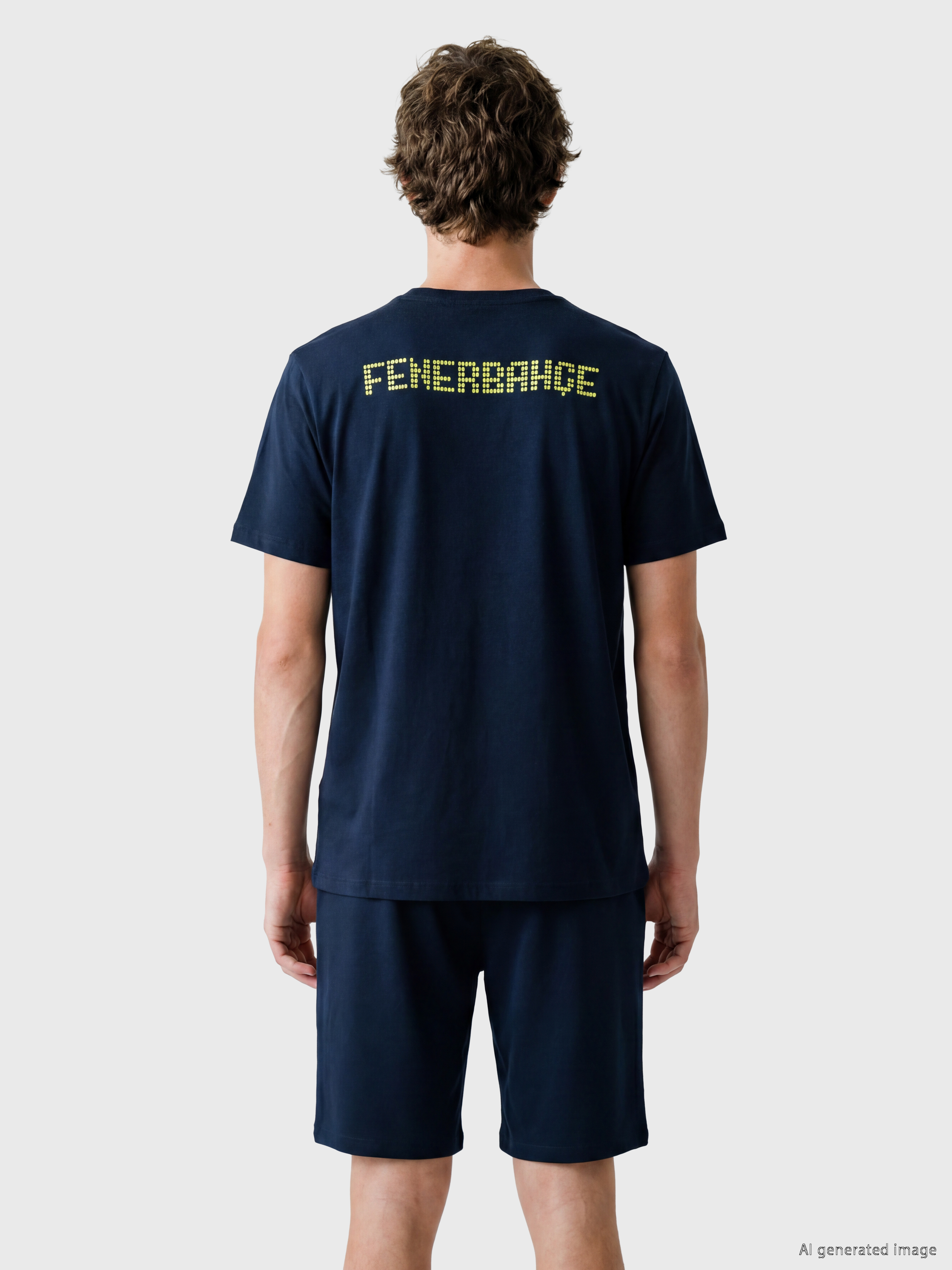 LC WAIKIKI Fenerbahçe Baskılı Erkek Şortlu Pijama Takımı görsel 4