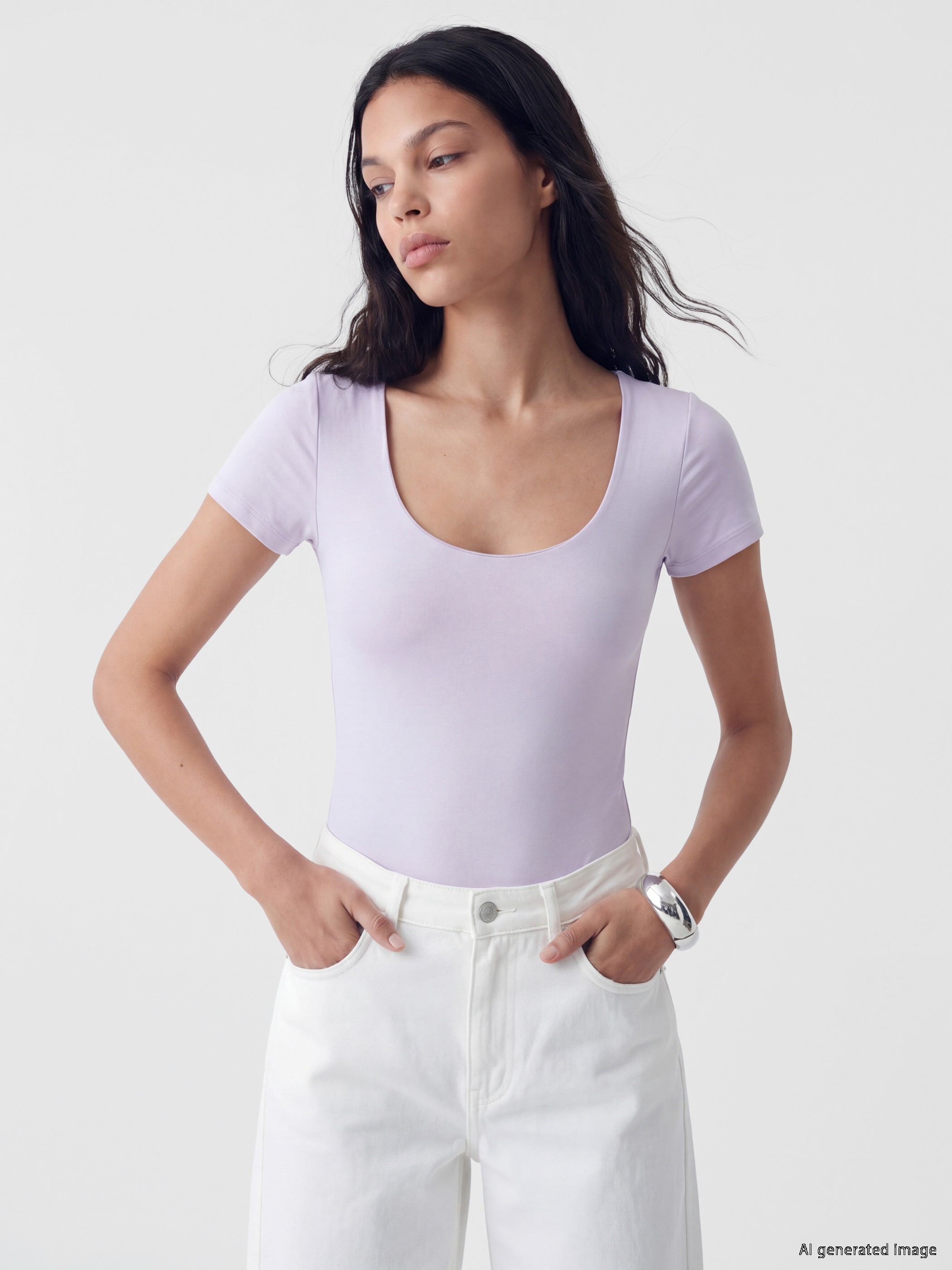 LCW Vision U Yaka Kadın Çıtçıtlı Body